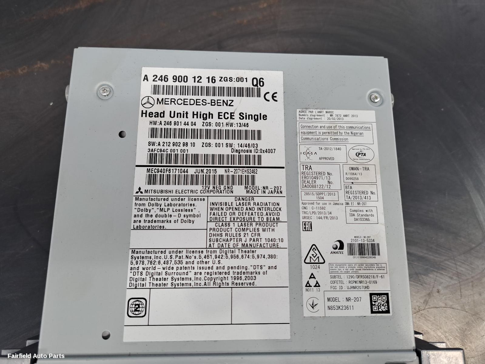 2012-2018 Mercedes A Class Radio Cd Dvd Sat Tv