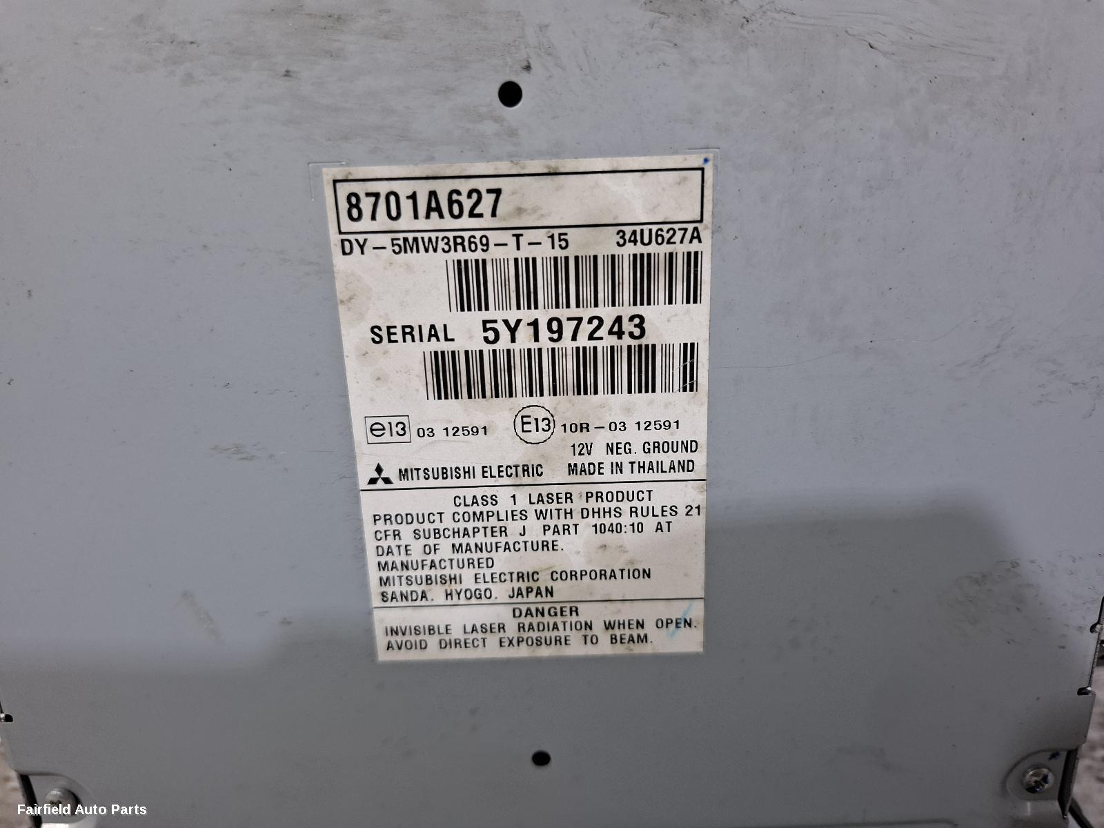 2012-2017 Mitsubishi Lancer Radio Cd Dvd Sat Tv
