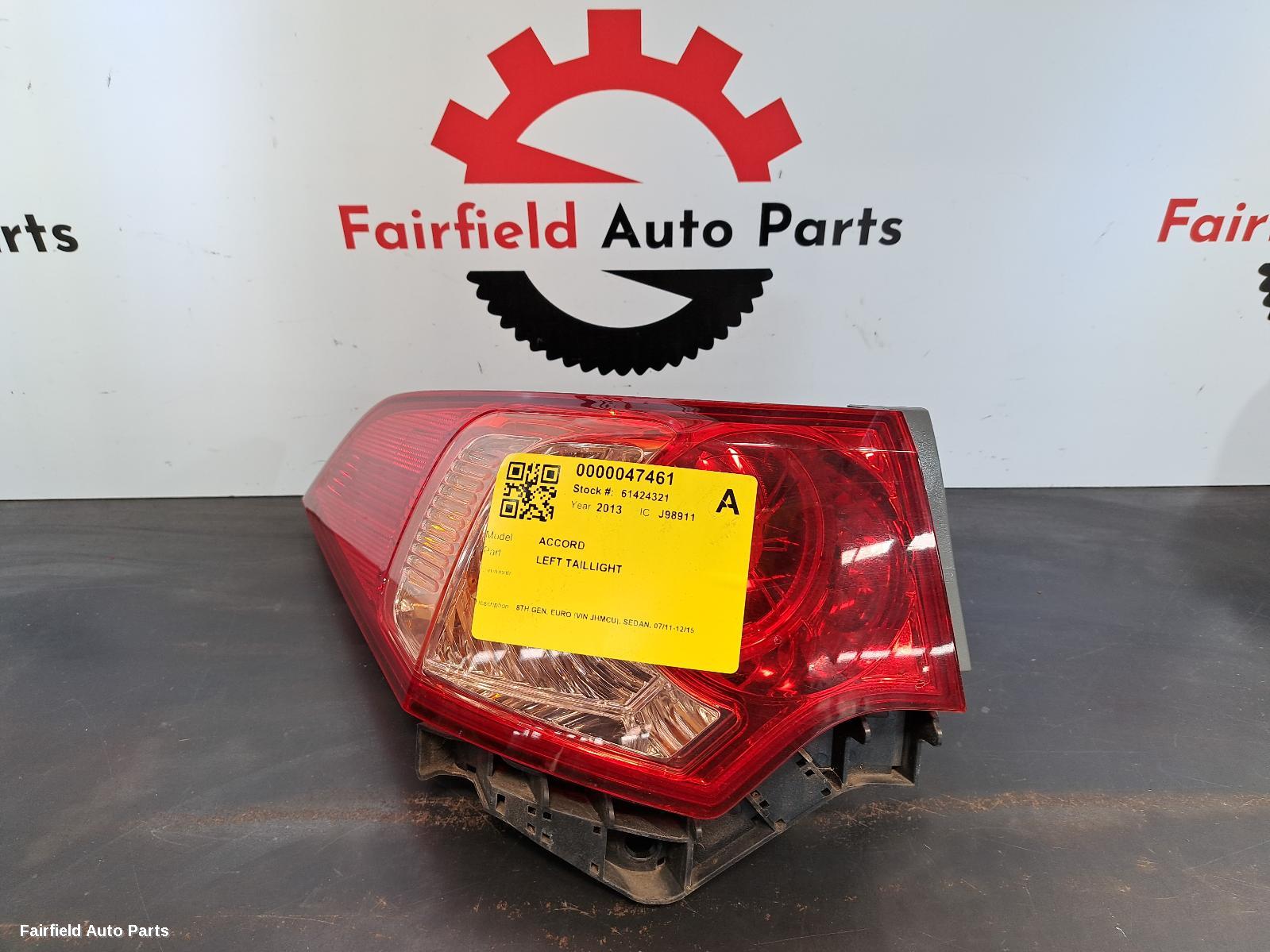 2013 Honda Accord Left Taillight