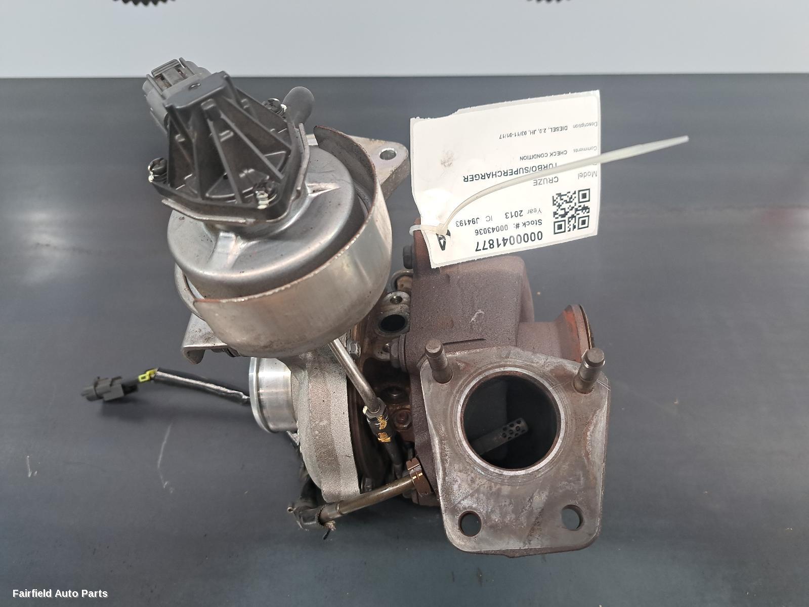2011-2017 Holden Cruze Turbo Supercharger