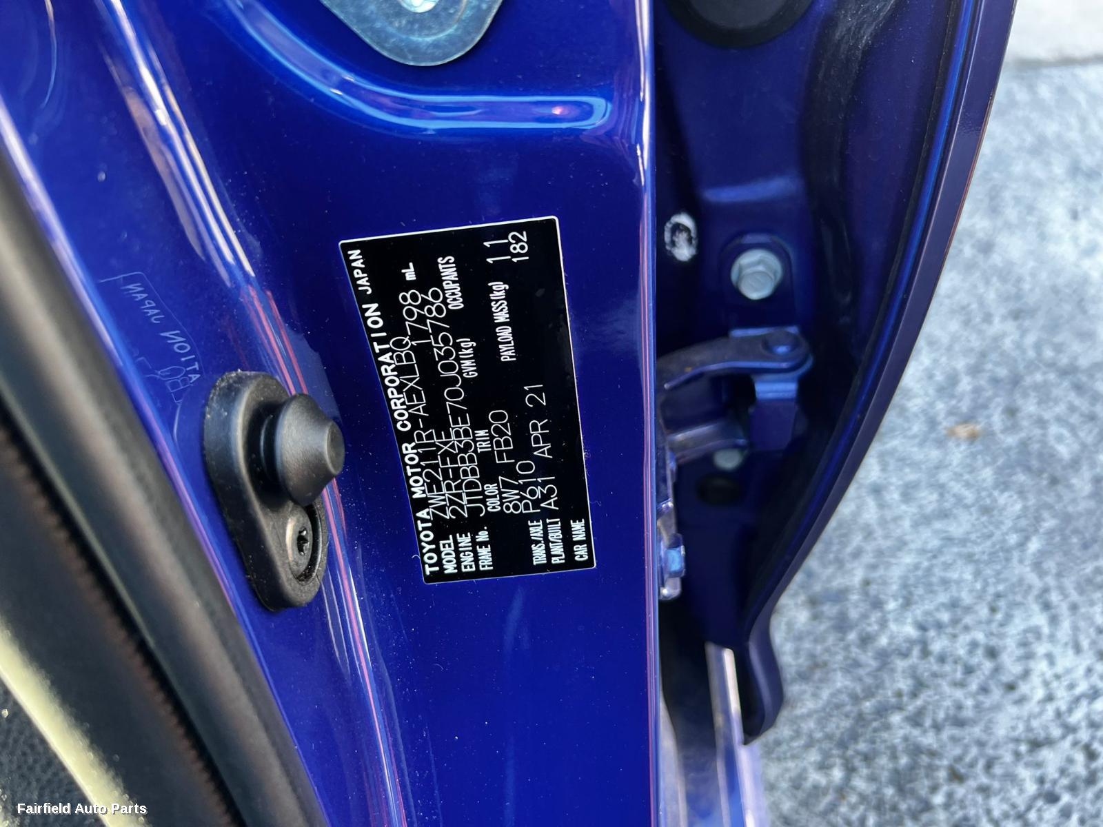 2021 Toyota Corolla Left Taillight