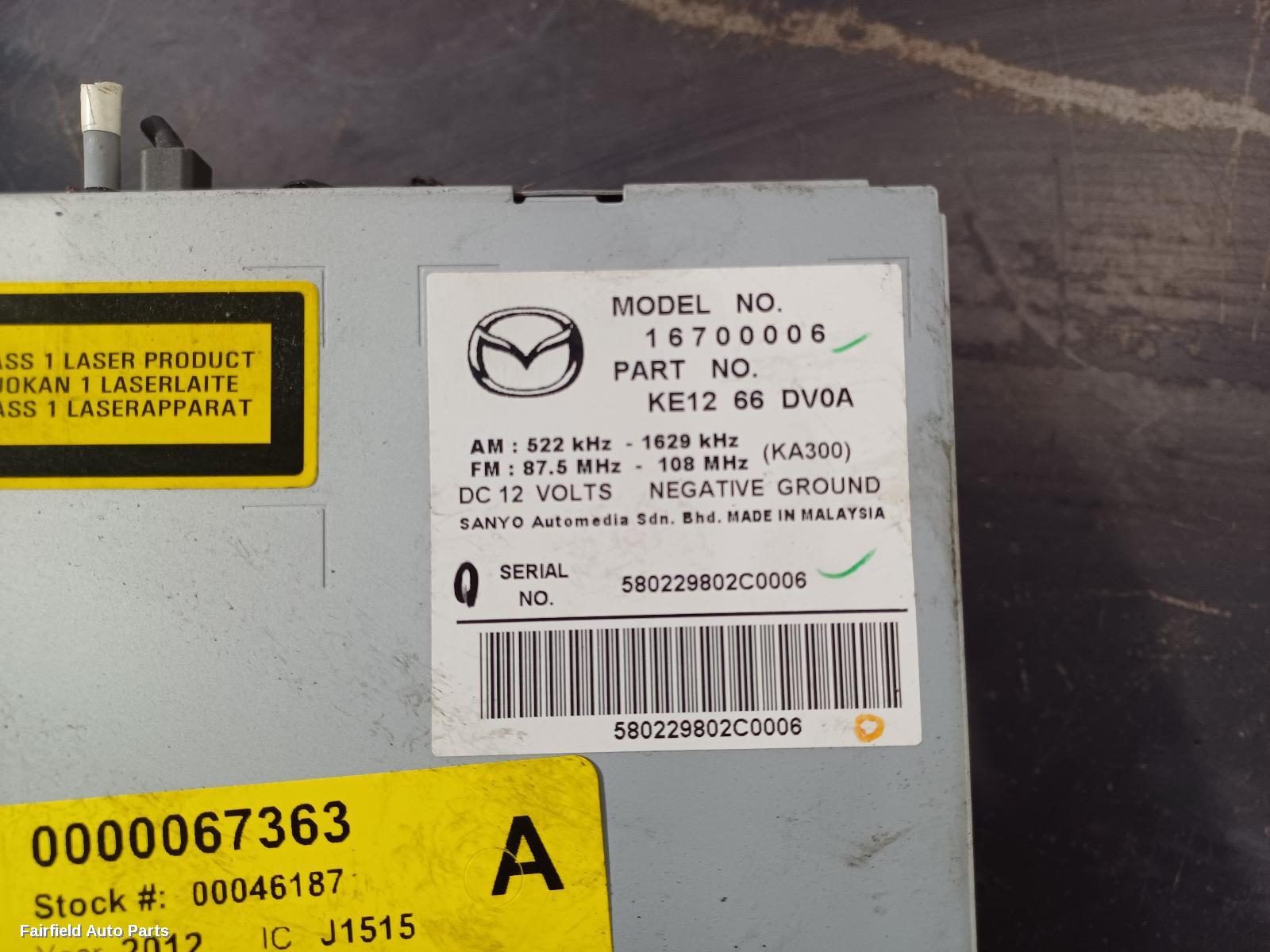 2012-2014 Mazda Cx5 Radio Cd Dvd Sat Tv