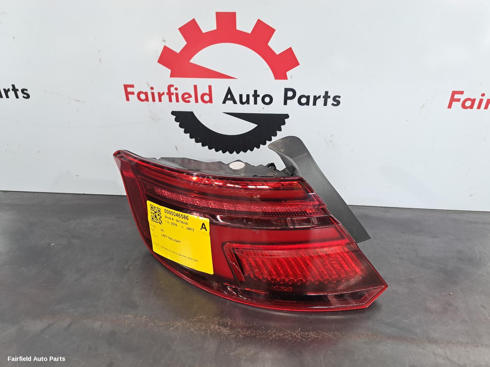 2016 Audi A3 Left Taillight