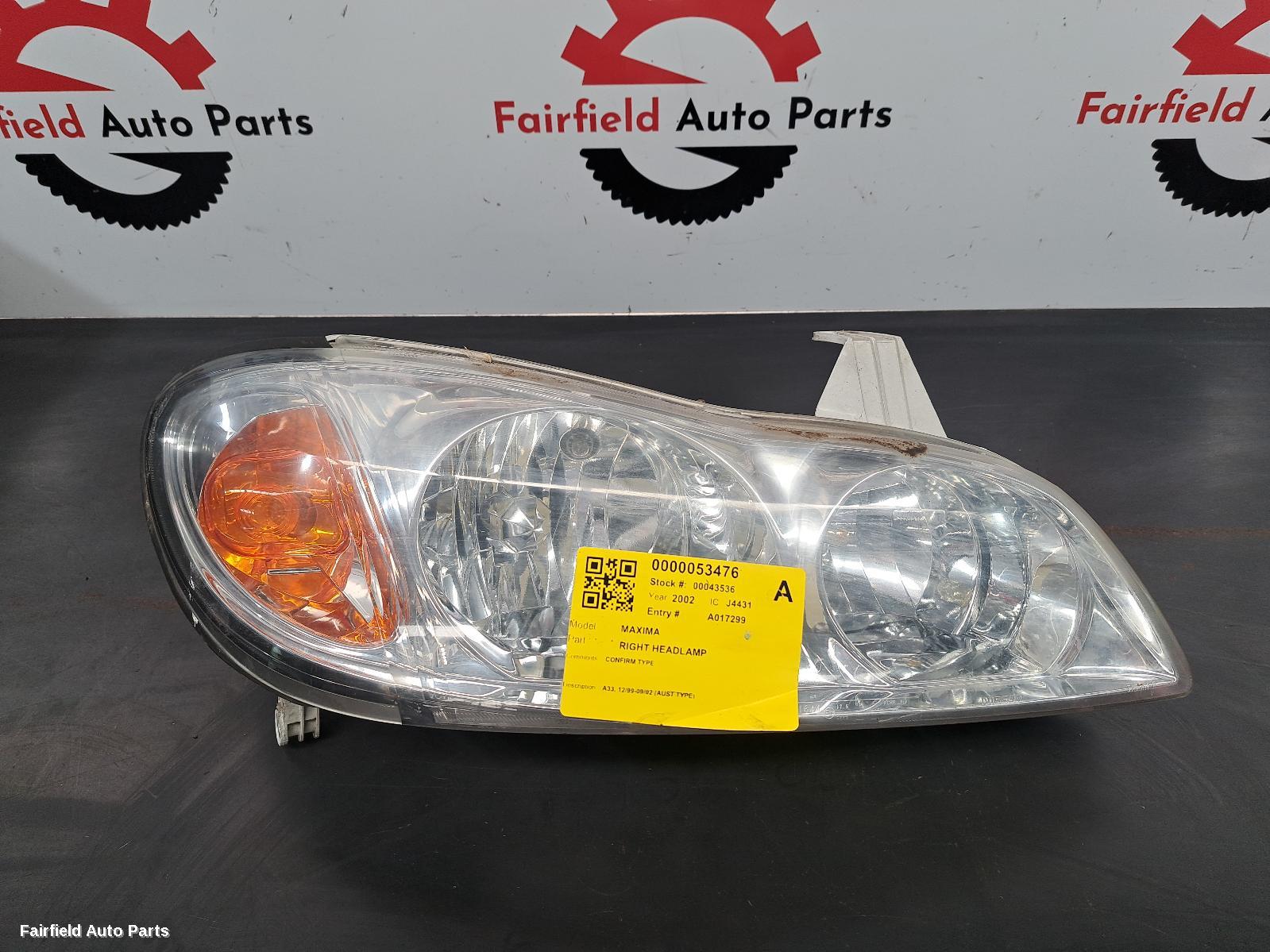 1999-2002 Nissan Maxima Right Headlamp