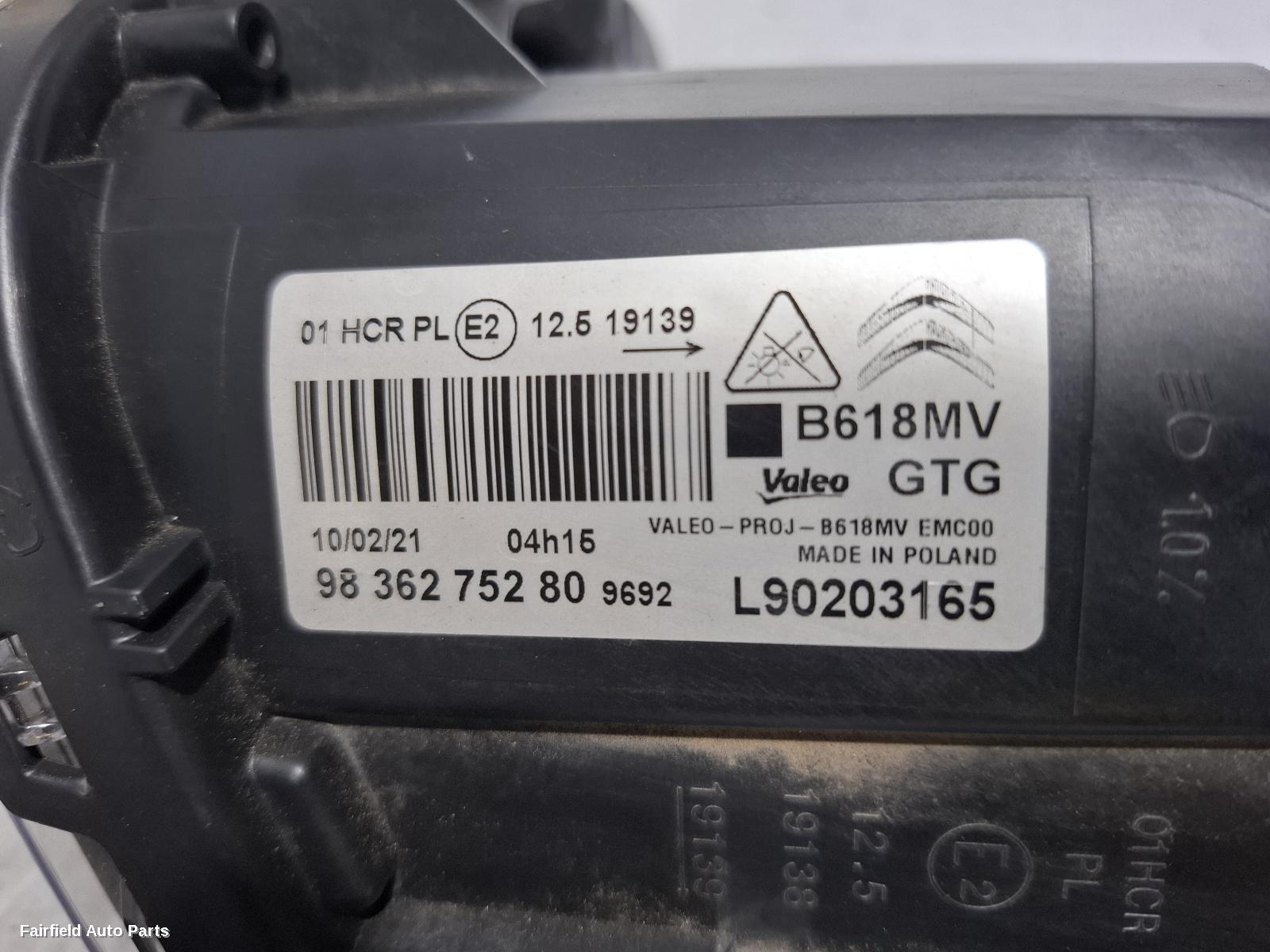 2019-2024 Citroen C3 Left Headlamp