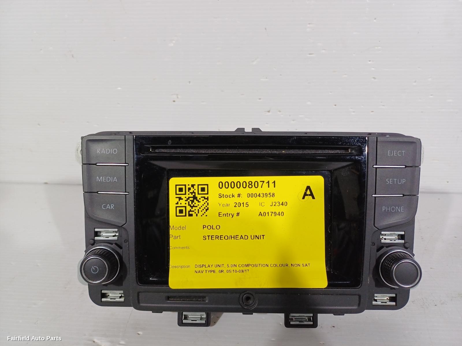 2010-2017 Volkswagen Polo Radio Cd Dvd Sat Tv