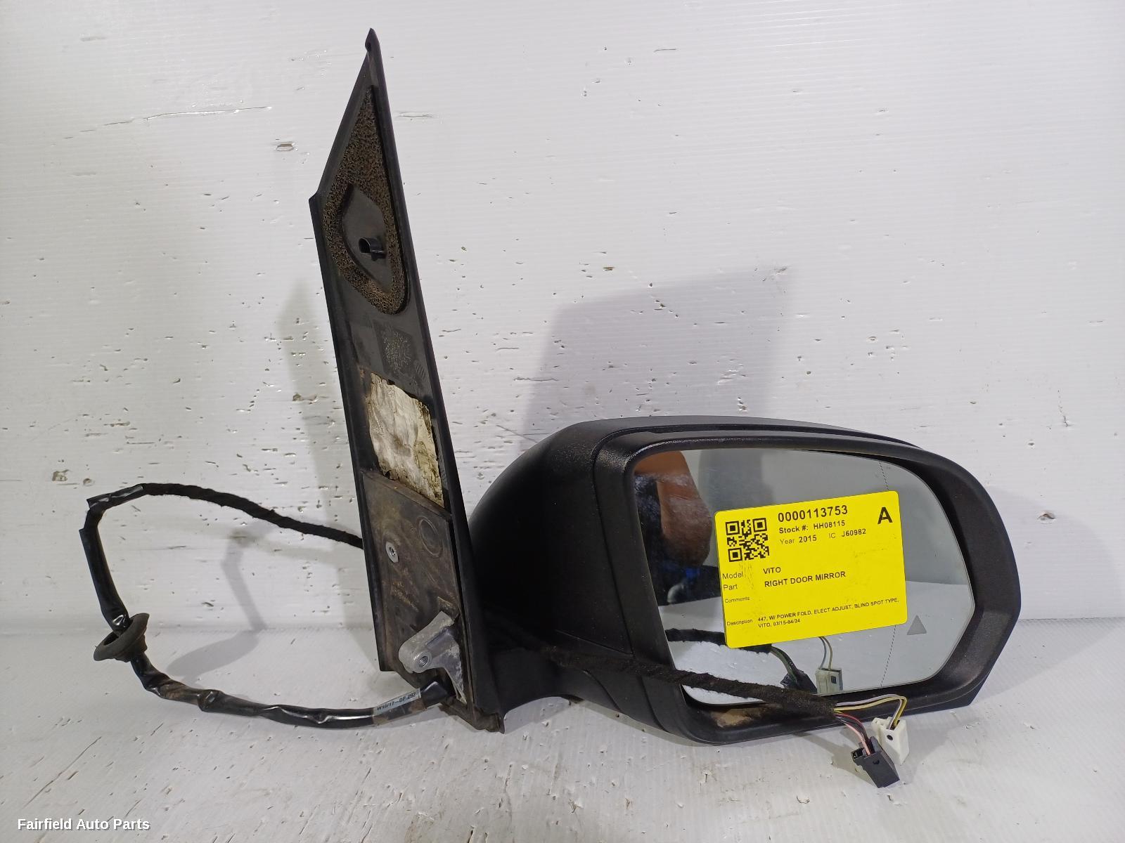 2015-2024 Mercedes Vito Right Door Mirror