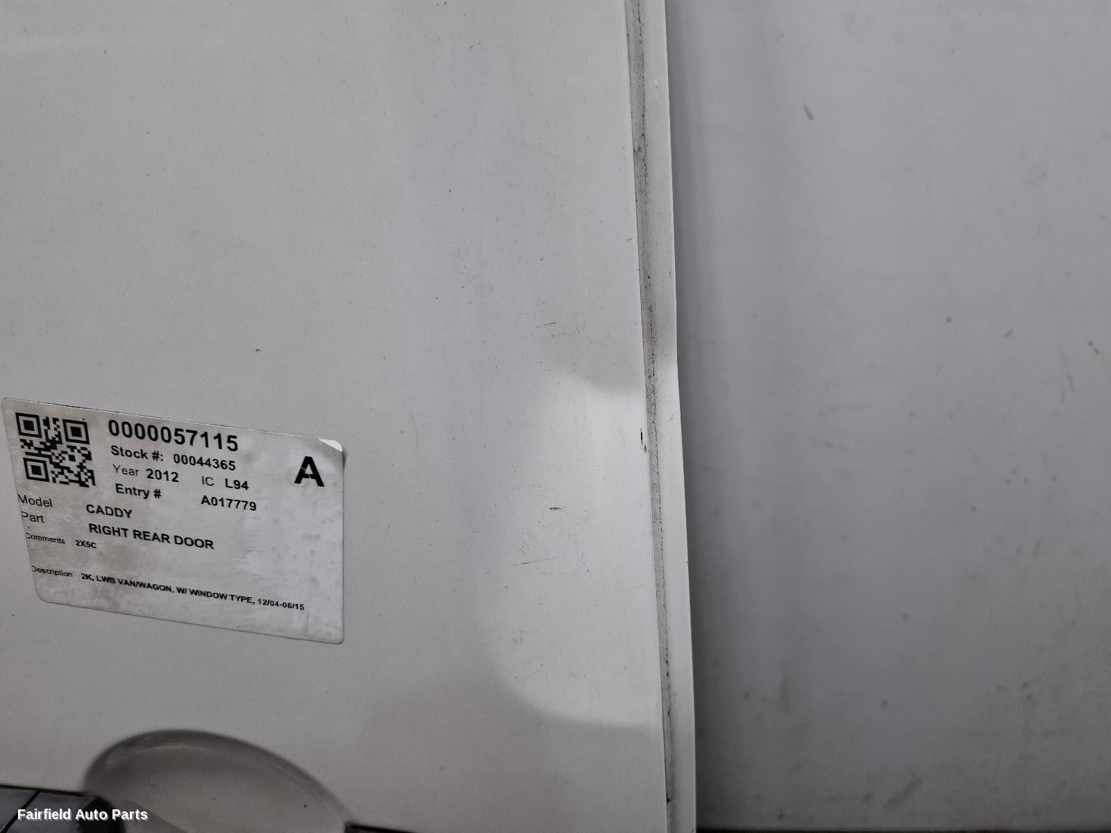 2004-2015 Volkswagen Caddy Right Rear Door Sliding