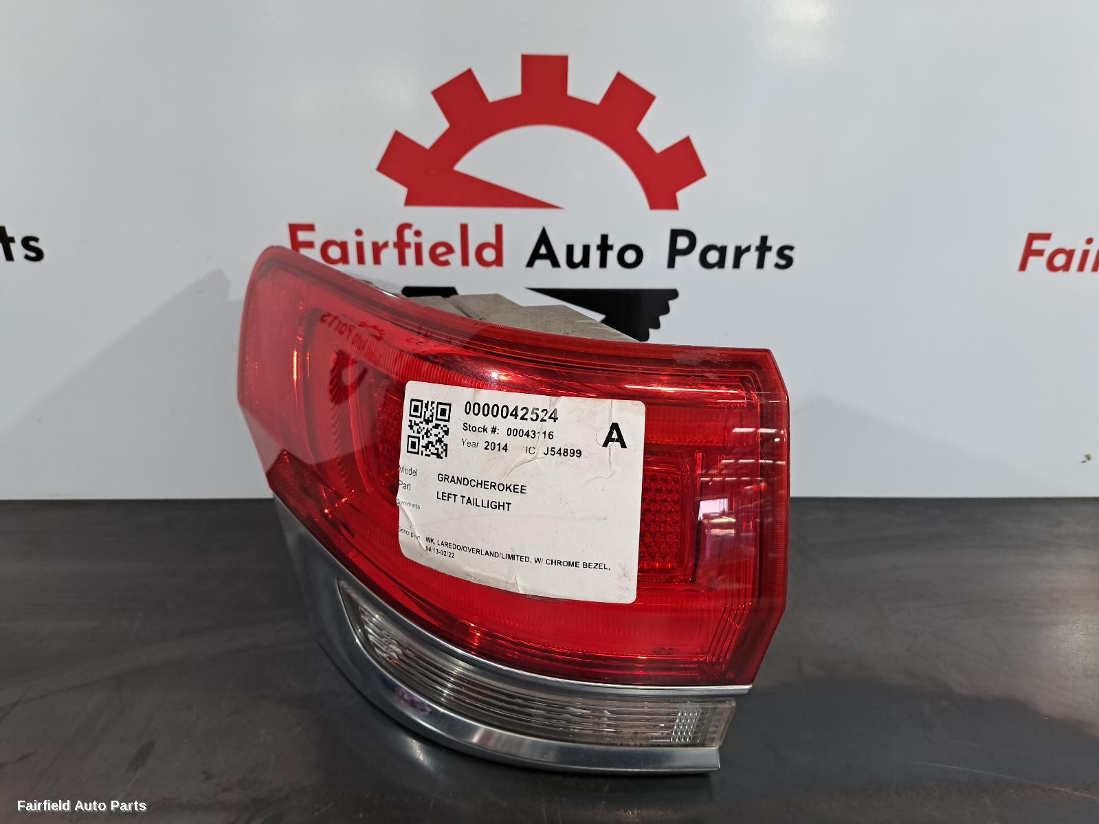 2014 Jeep Grandcherokee Left Taillight