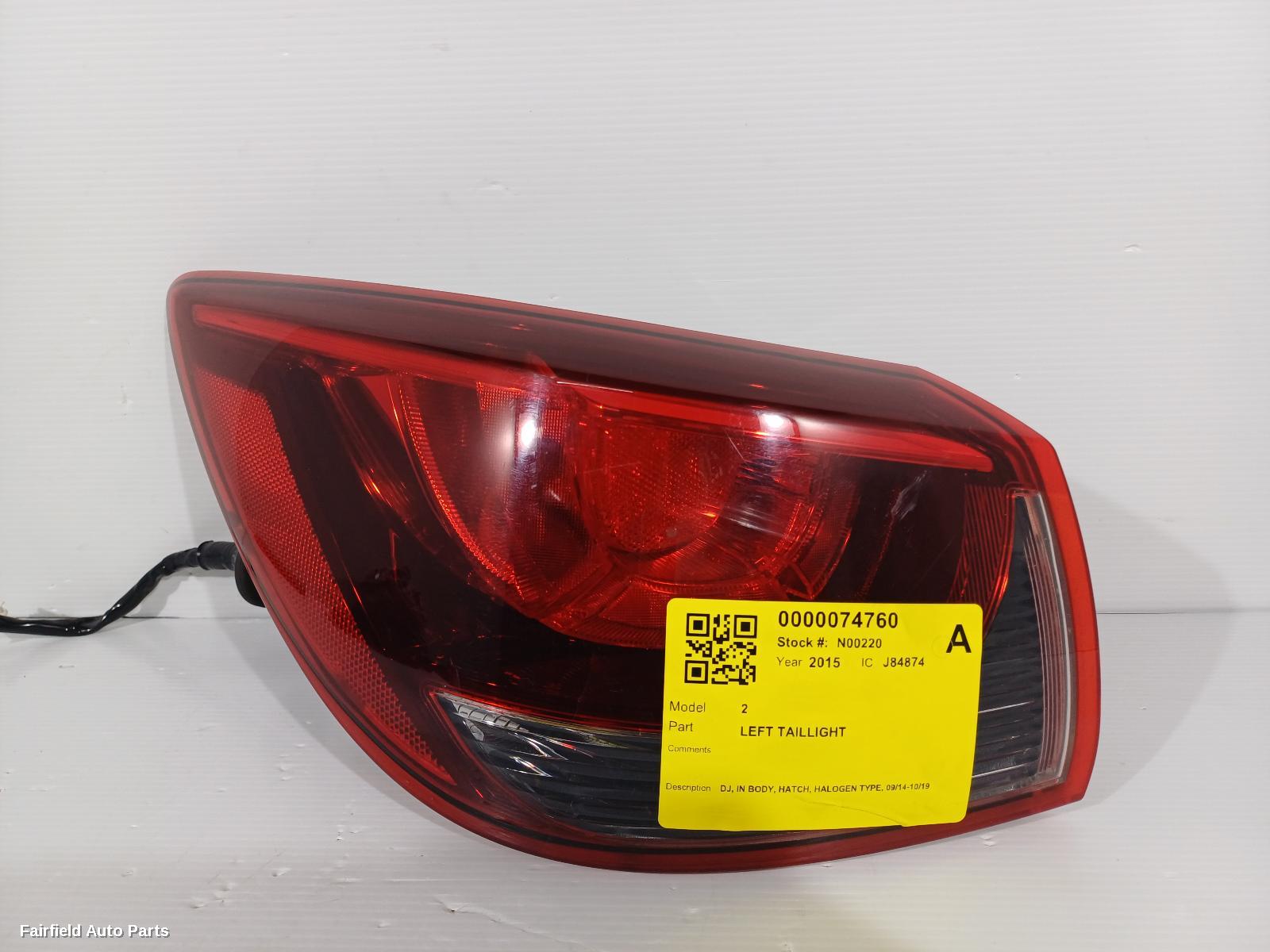 2014-2019 Mazda 2 Left Taillight