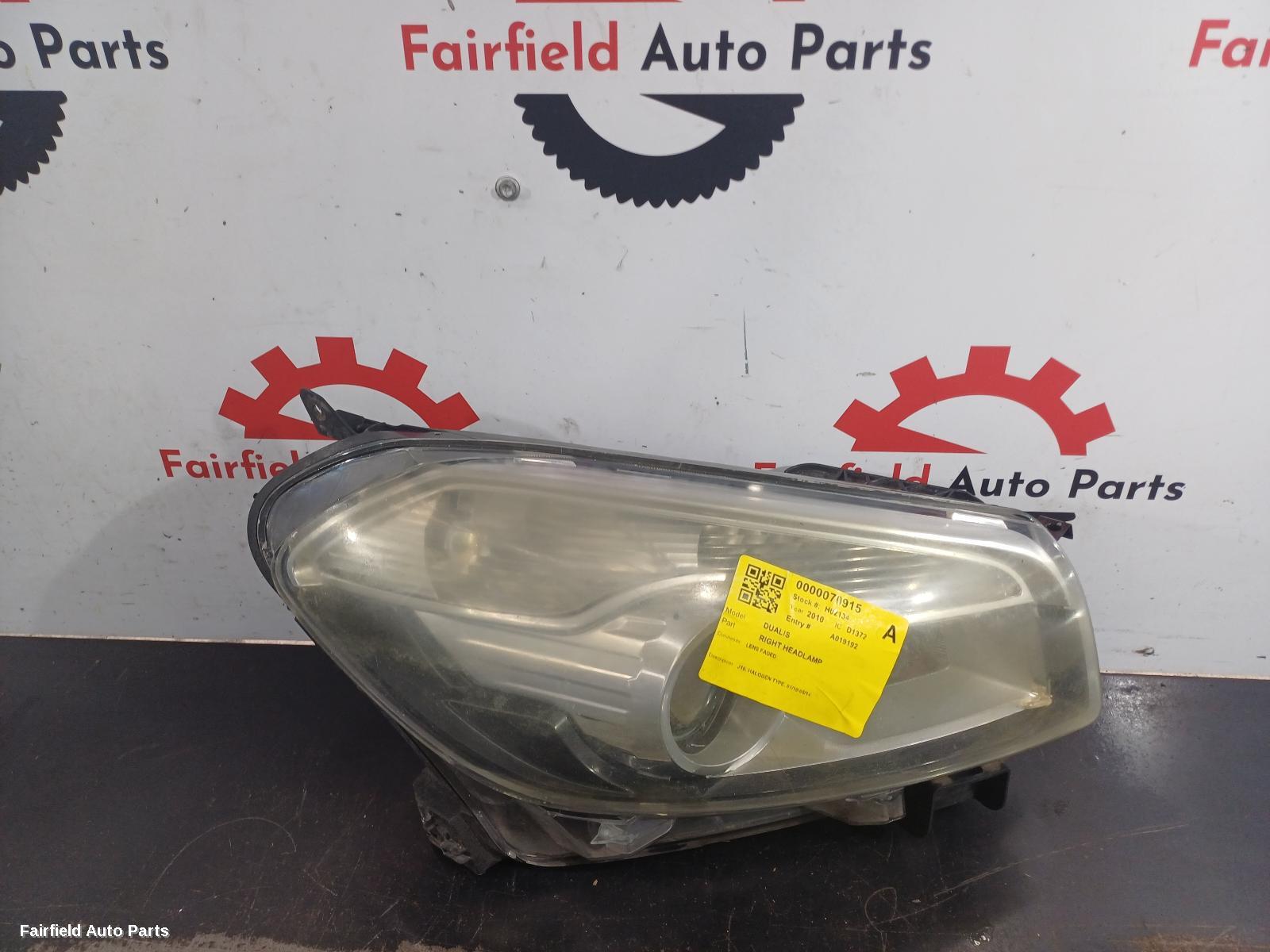 2010-2014 Nissan Dualis Right Headlamp