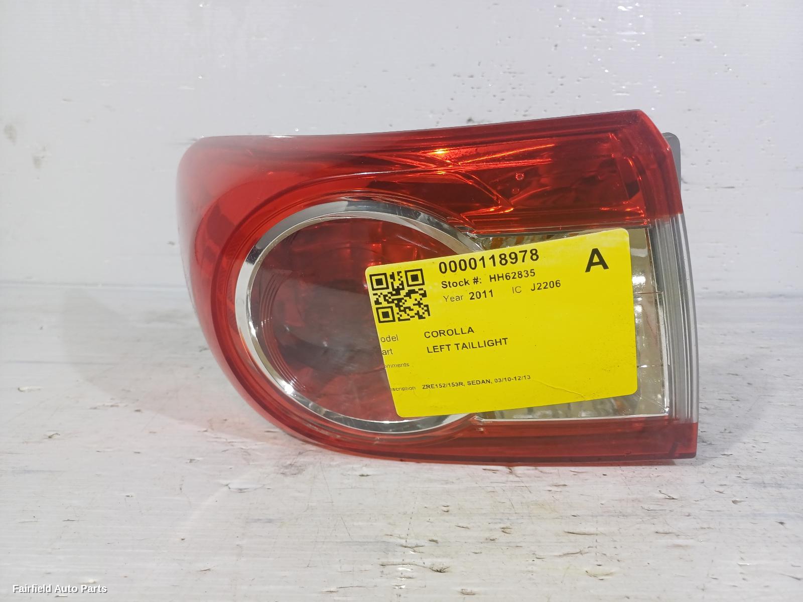 2010-2013 Toyota Corolla Left Taillight