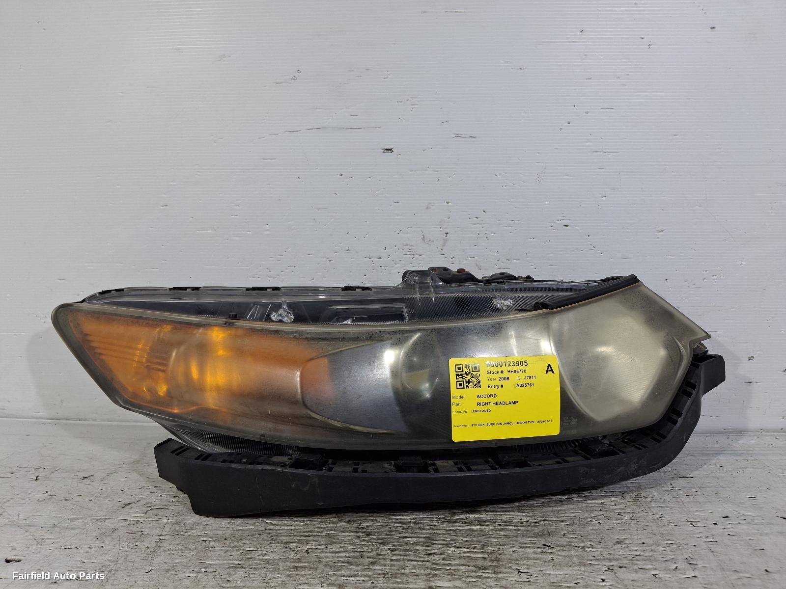 2008-2011 Honda Accord Right Headlamp