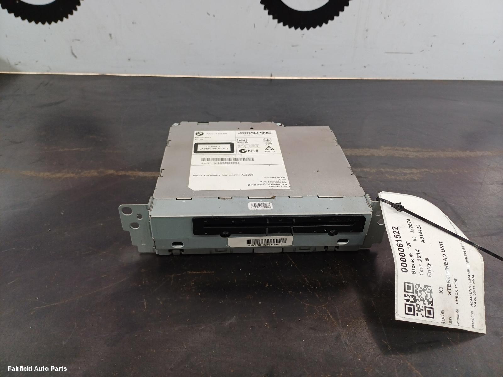 2014-2018 Bmw X3 Radio Cd Dvd Sat Tv