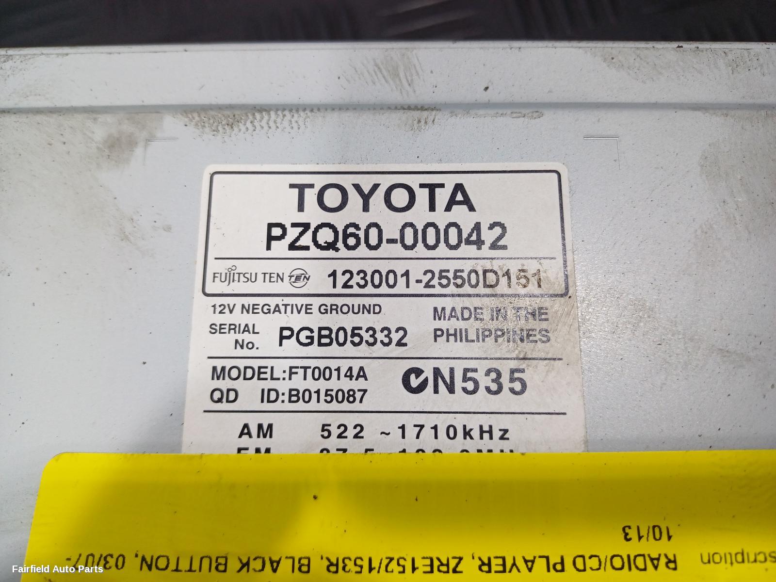 2007-2013 Toyota Corolla Radio Cd Dvd Sat Tv
