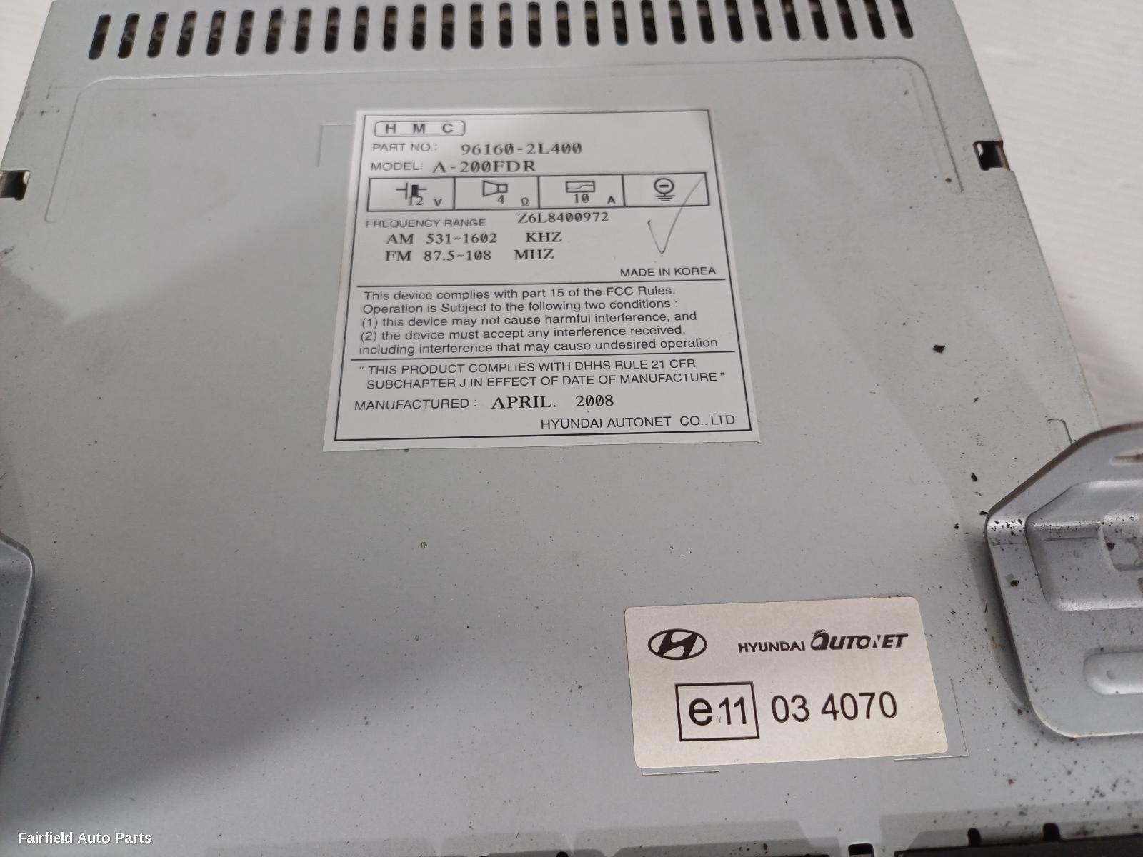 2007-2012 Hyundai I30 Radio Cd Dvd Sat Tv