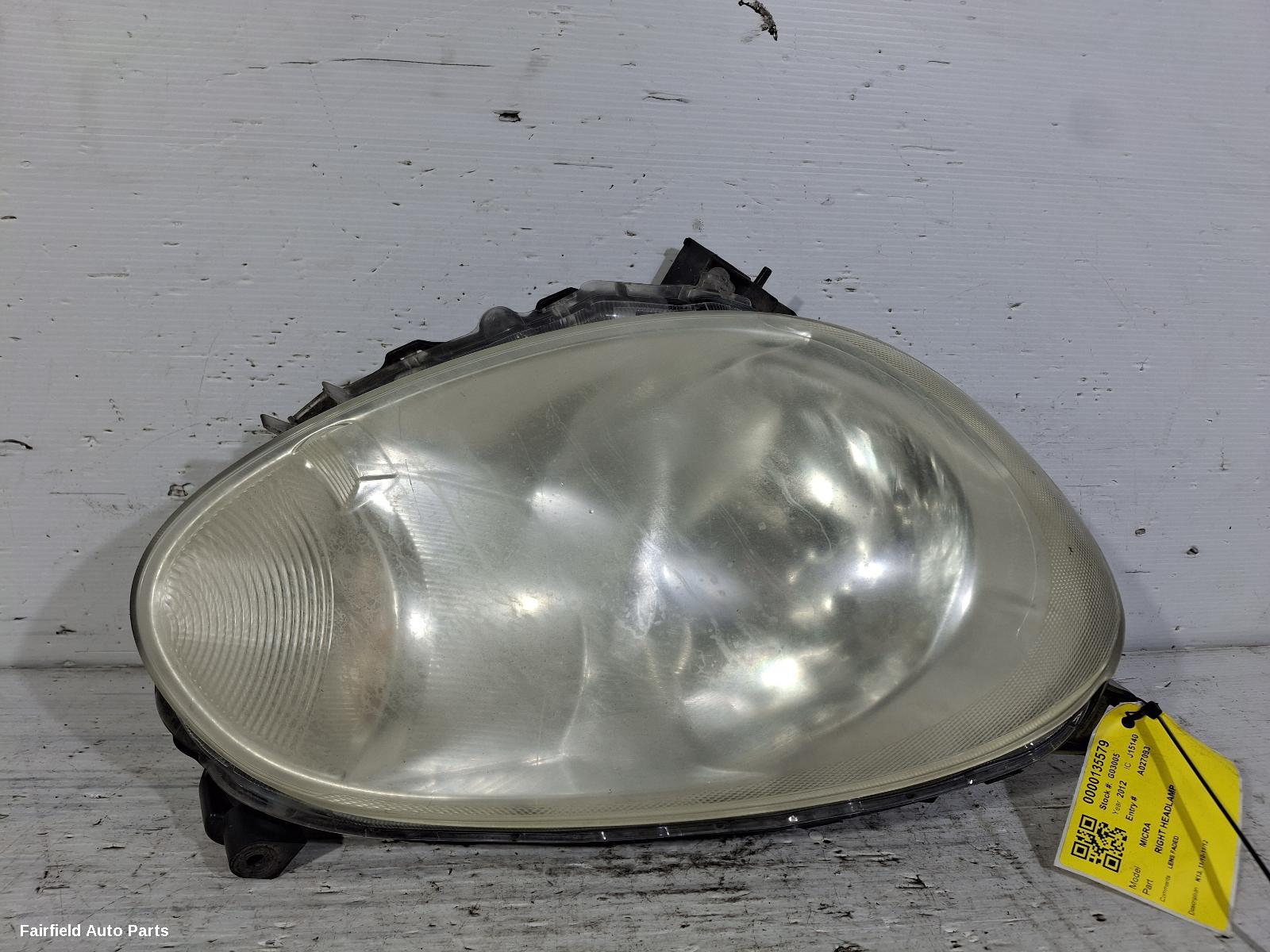 2010-2012 Nissan Micra Right Headlamp