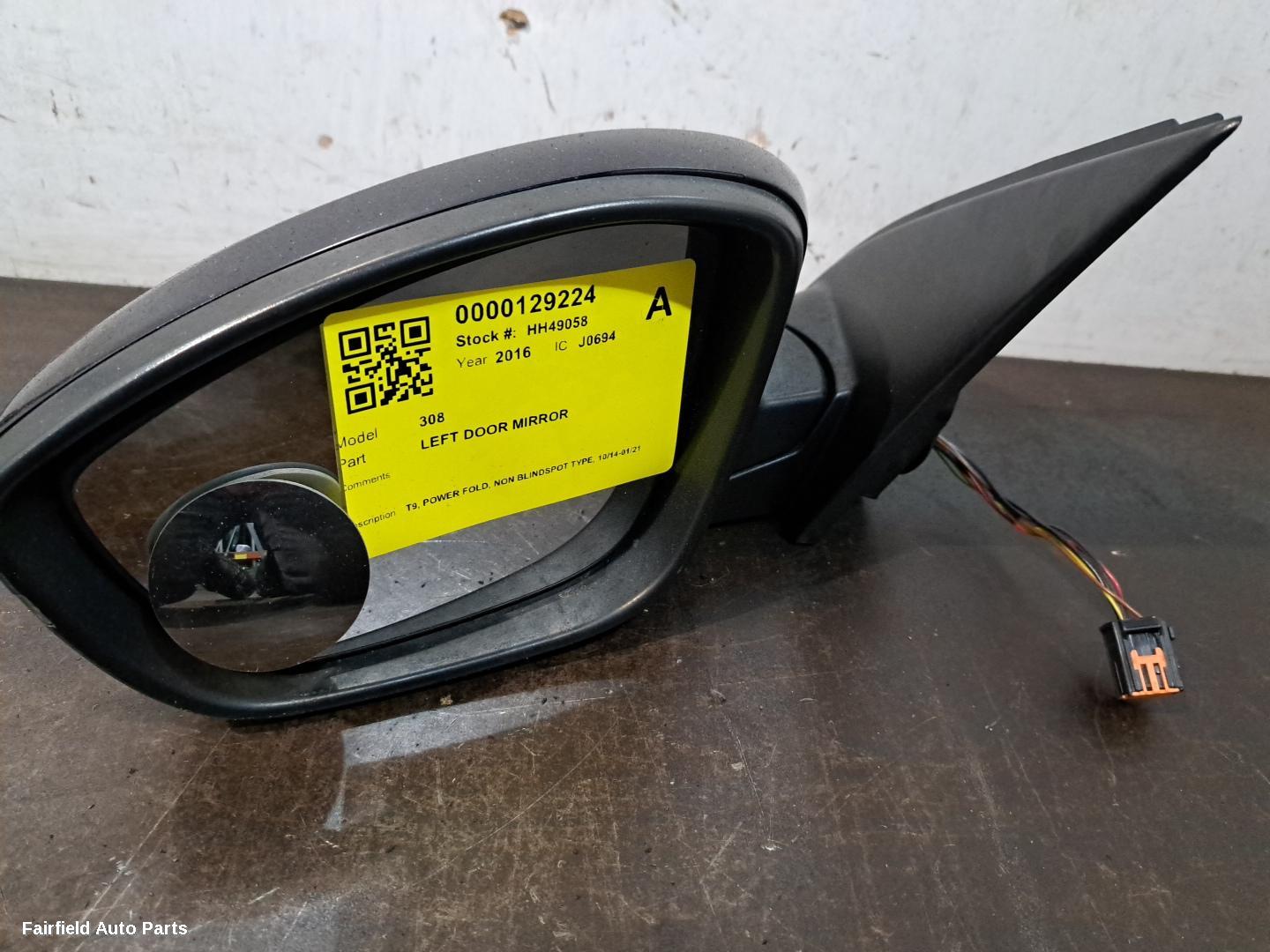 2014-2021 Peugeot 308 Left Door Mirror