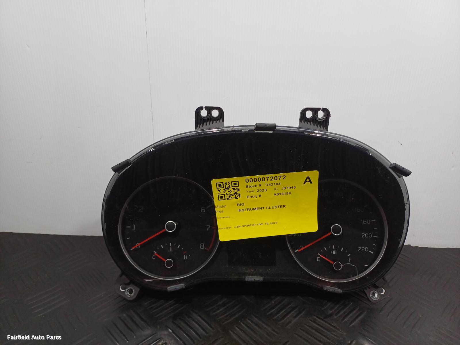 2020-2023 Kia Rio Instrument Cluster