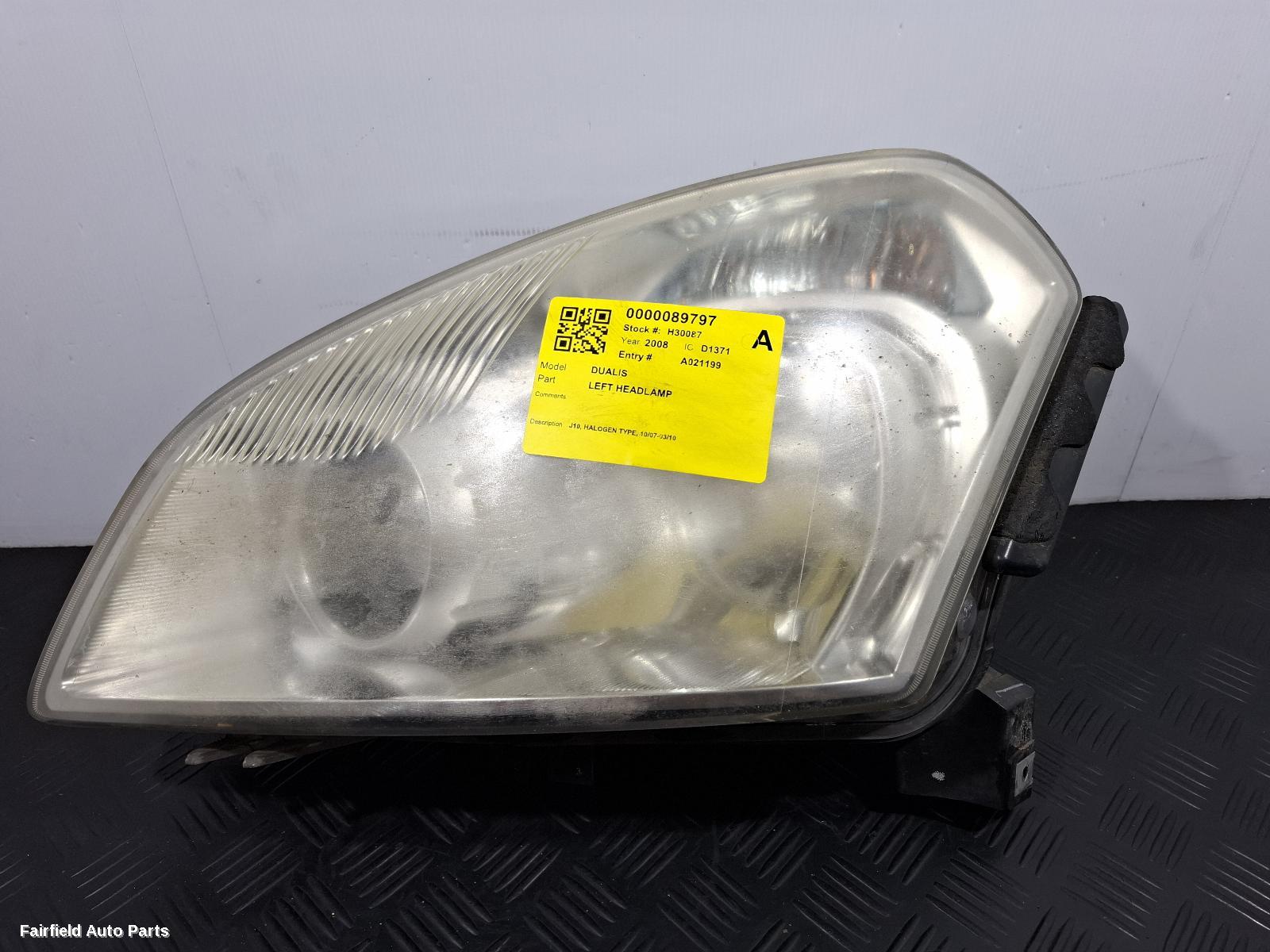 2007-2010 Nissan Dualis Left Headlamp