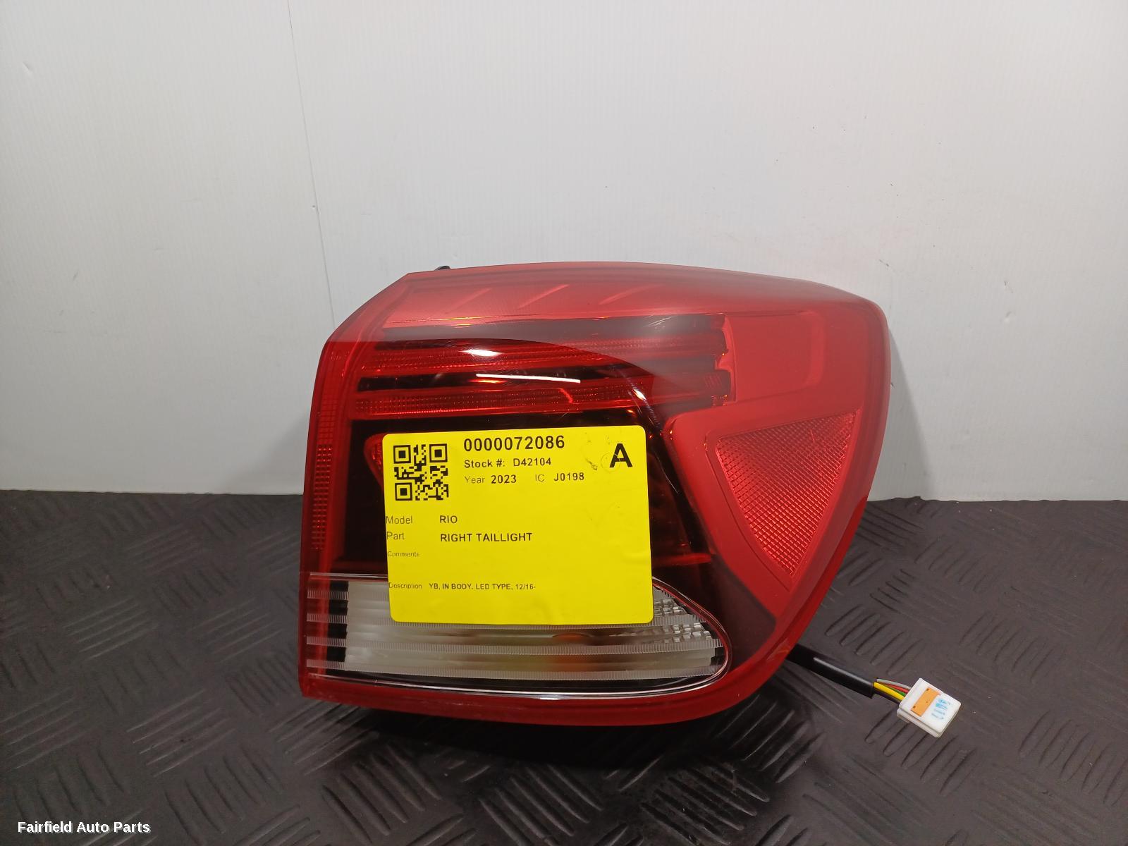 2016-2023 Kia Rio Right Taillight