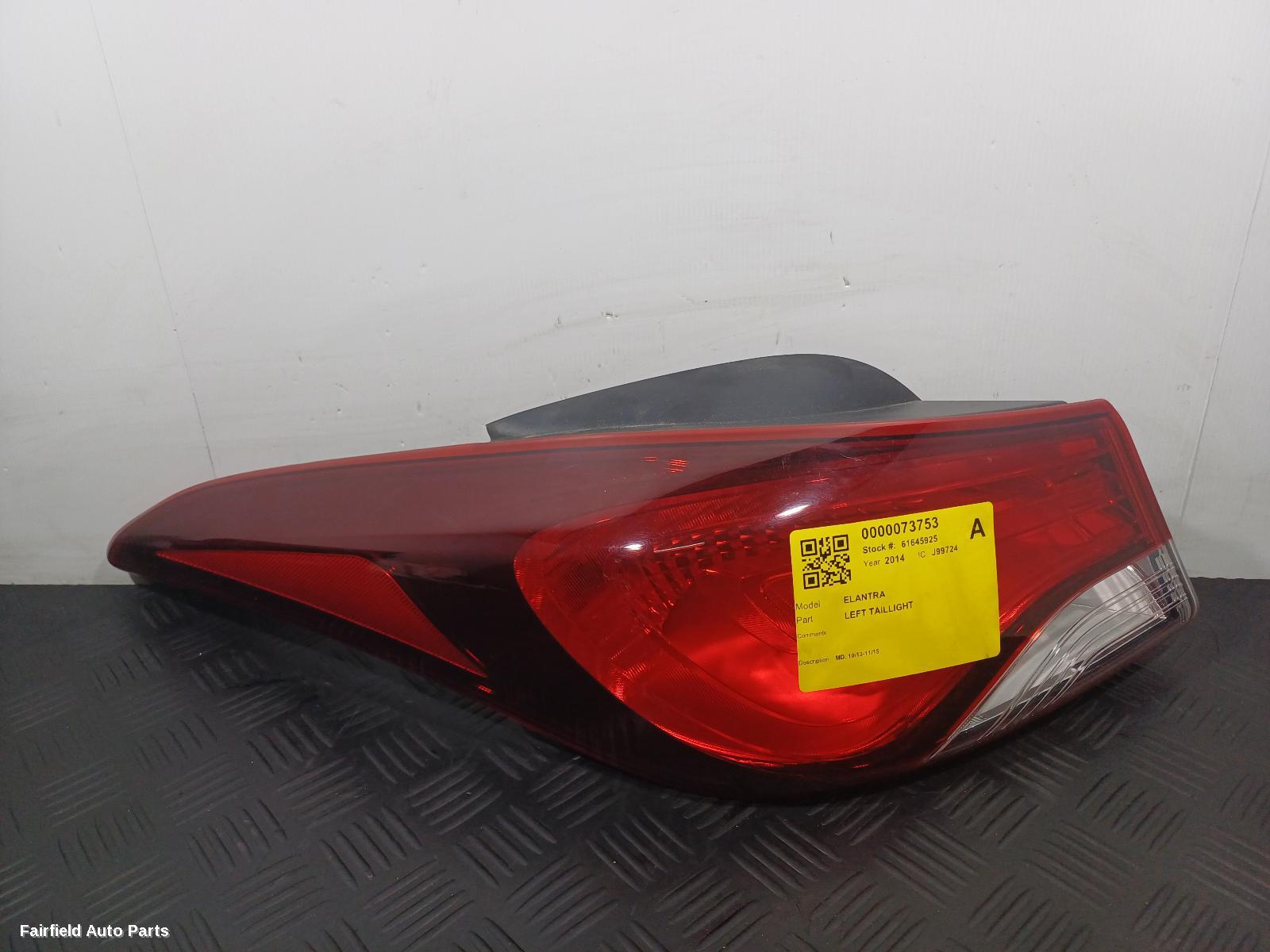 2013-2015 Hyundai Elantra Left Taillight