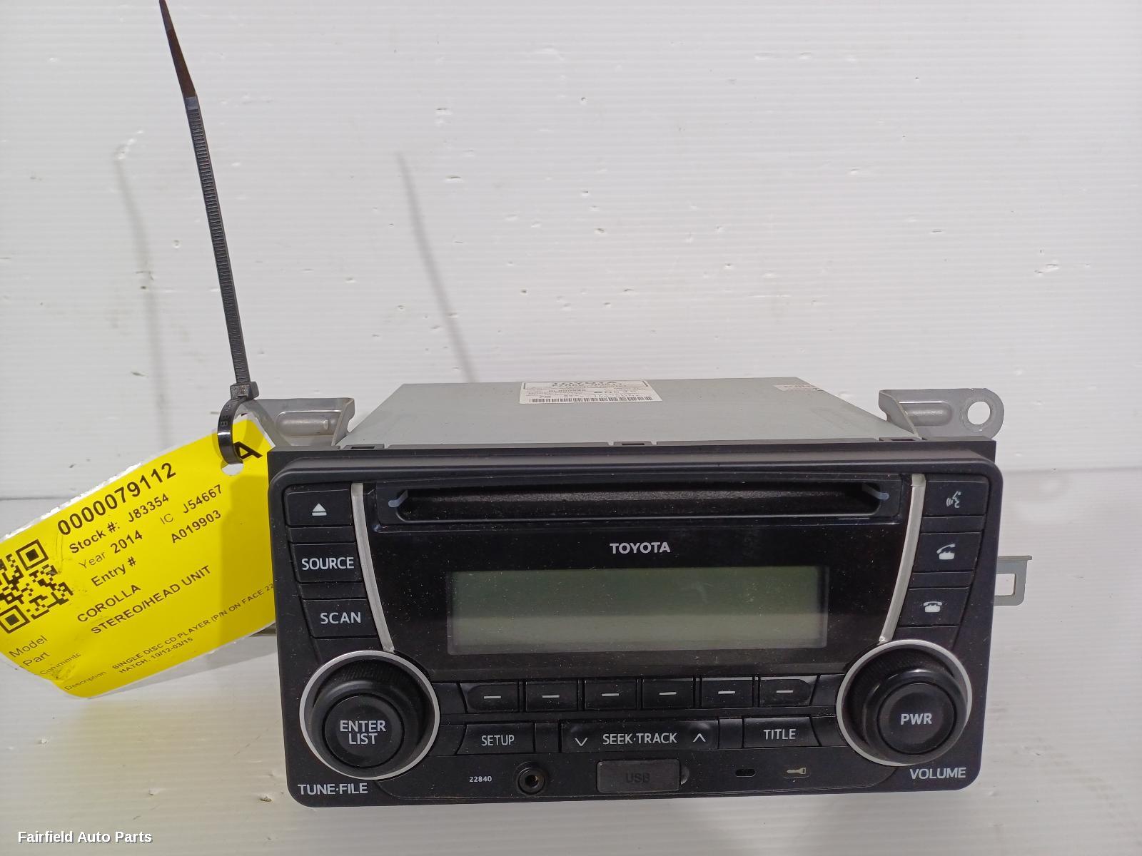 2012-2015 Toyota Corolla Radio Cd Dvd Sat Tv