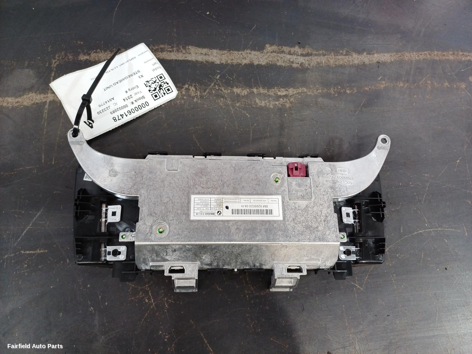 2012-2014 Bmw X3 Radio Cd Dvd Sat Tv