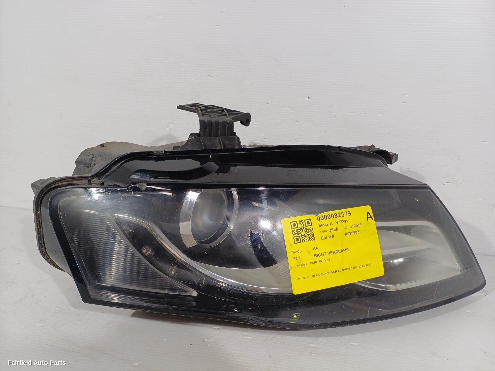 2008-2012 Audi A4 Right Headlamp