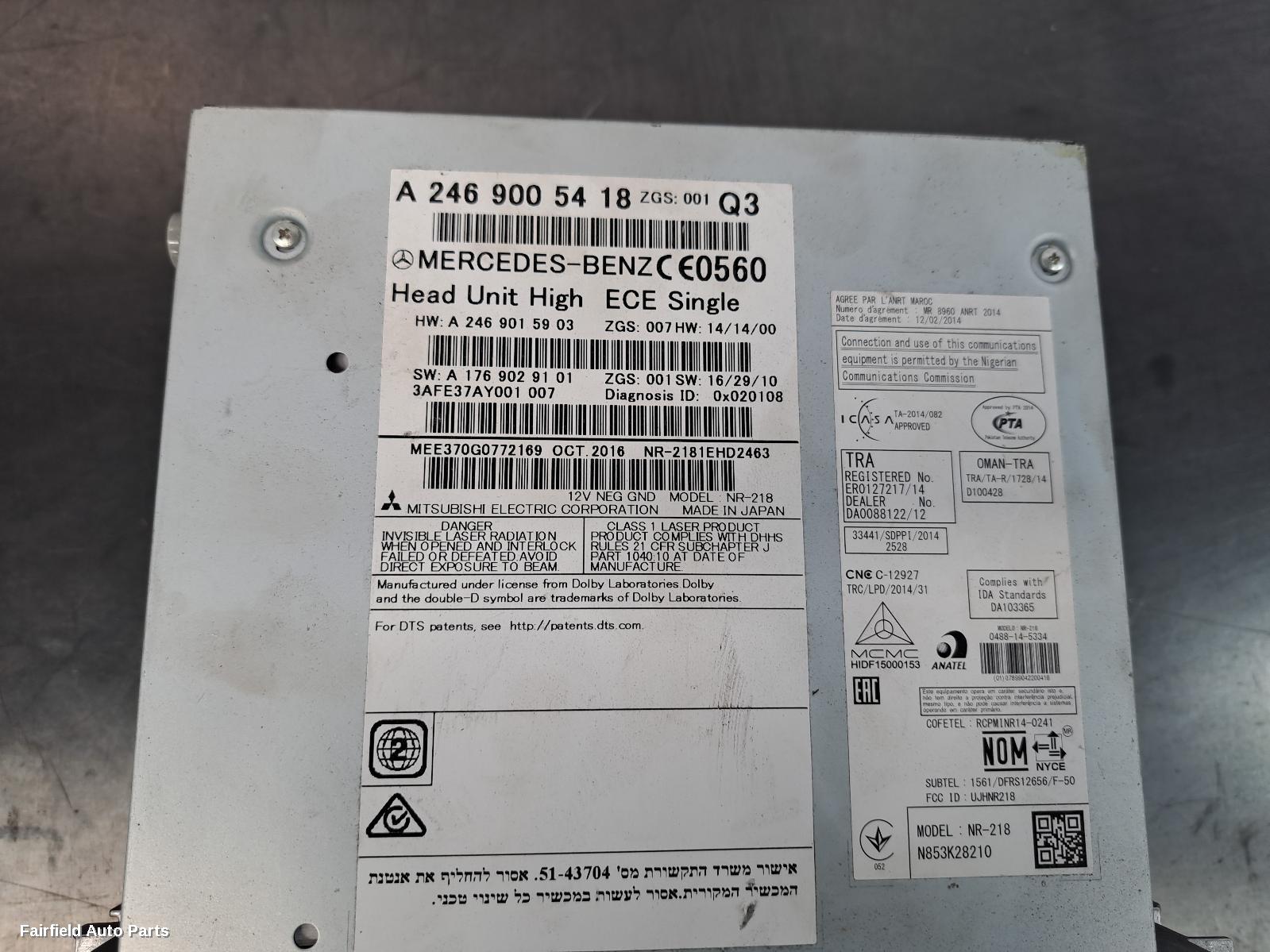 2014-2020 Mercedes Gla Class Radio Cd Dvd Sat Tv