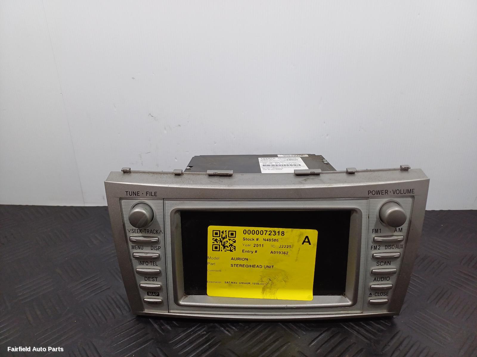 2006-2012 Toyota Aurion Radio Cd Dvd Sat Tv