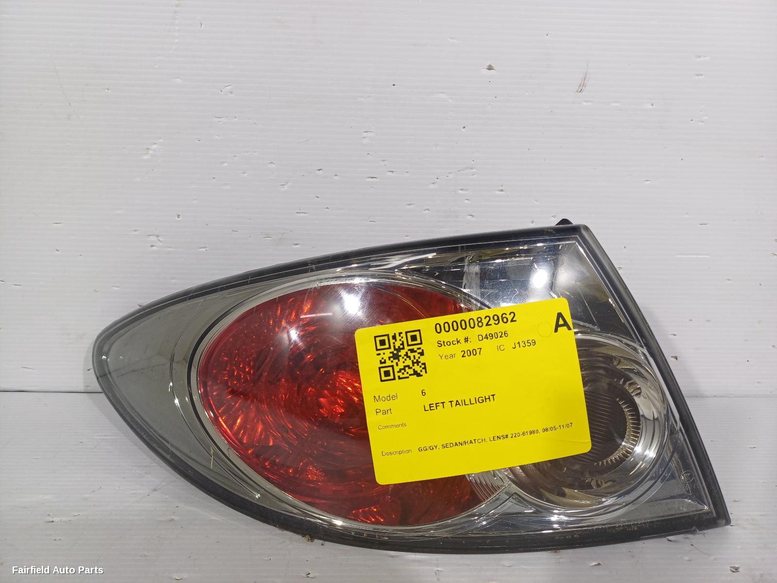2005-2007 Mazda 6 Left Taillight