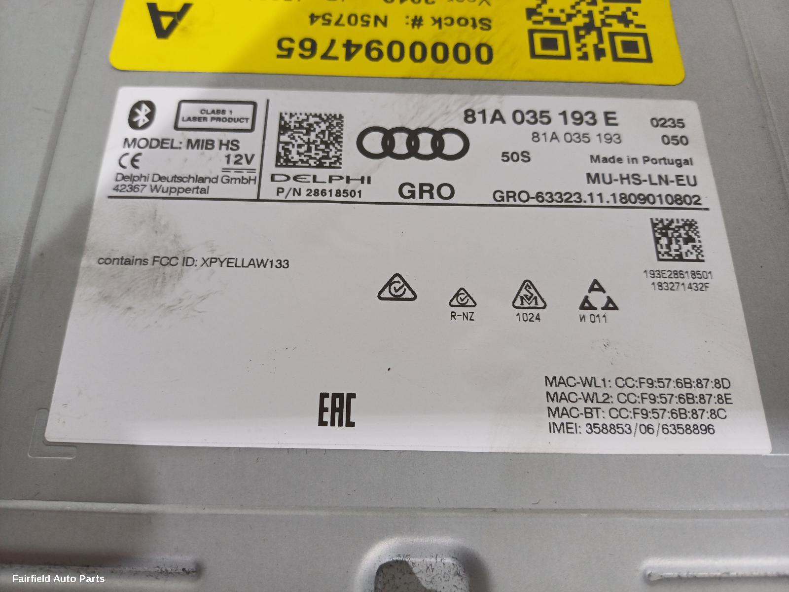 2013-2020 Audi A3 Radio Cd Dvd Sat Tv