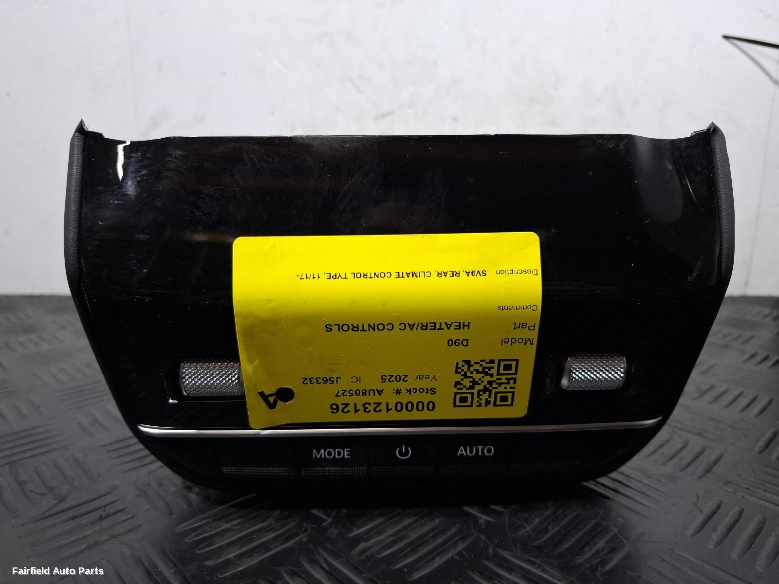 2017-2025 Ldv D90 Heater Ac Controls
