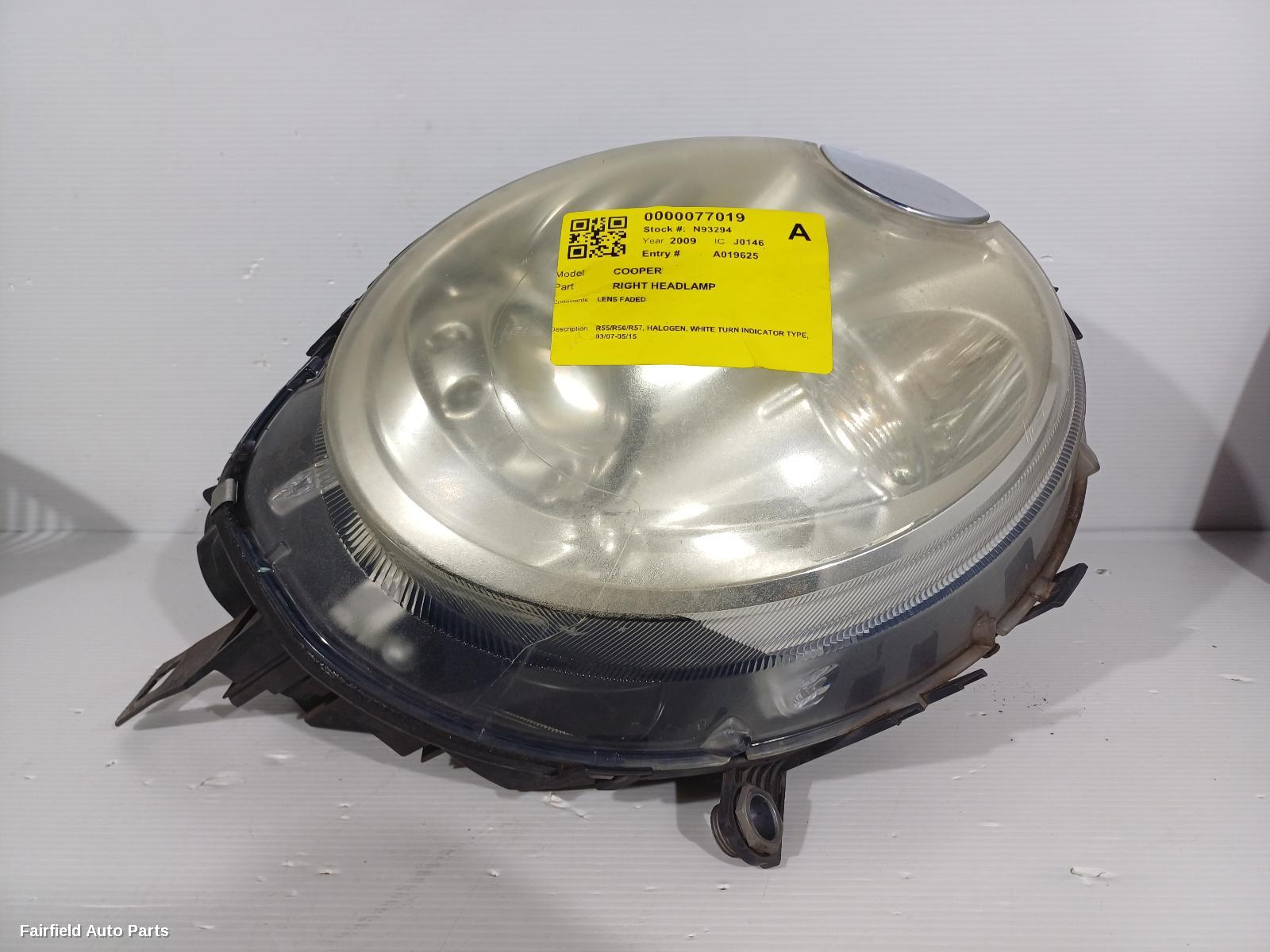 2007-2015 Mini Cooper Right Headlamp