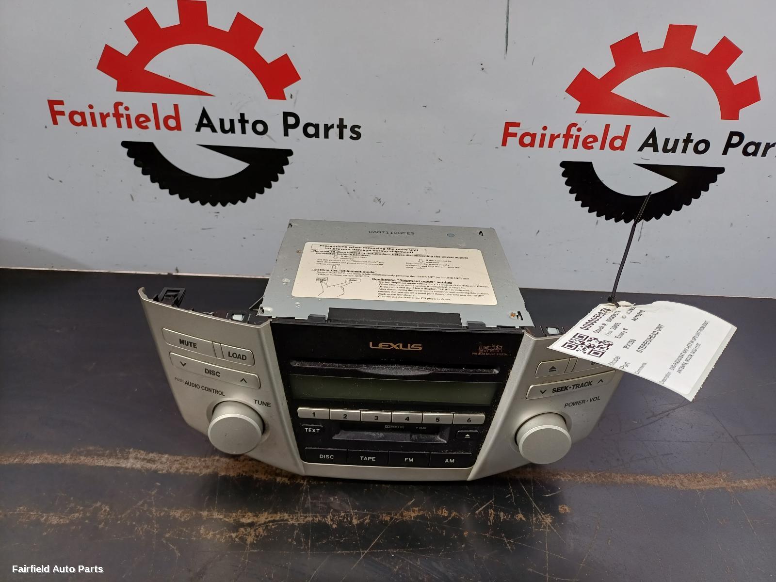 2003-2005 Lexus Rx Series Radio Cd Dvd Sat Tv