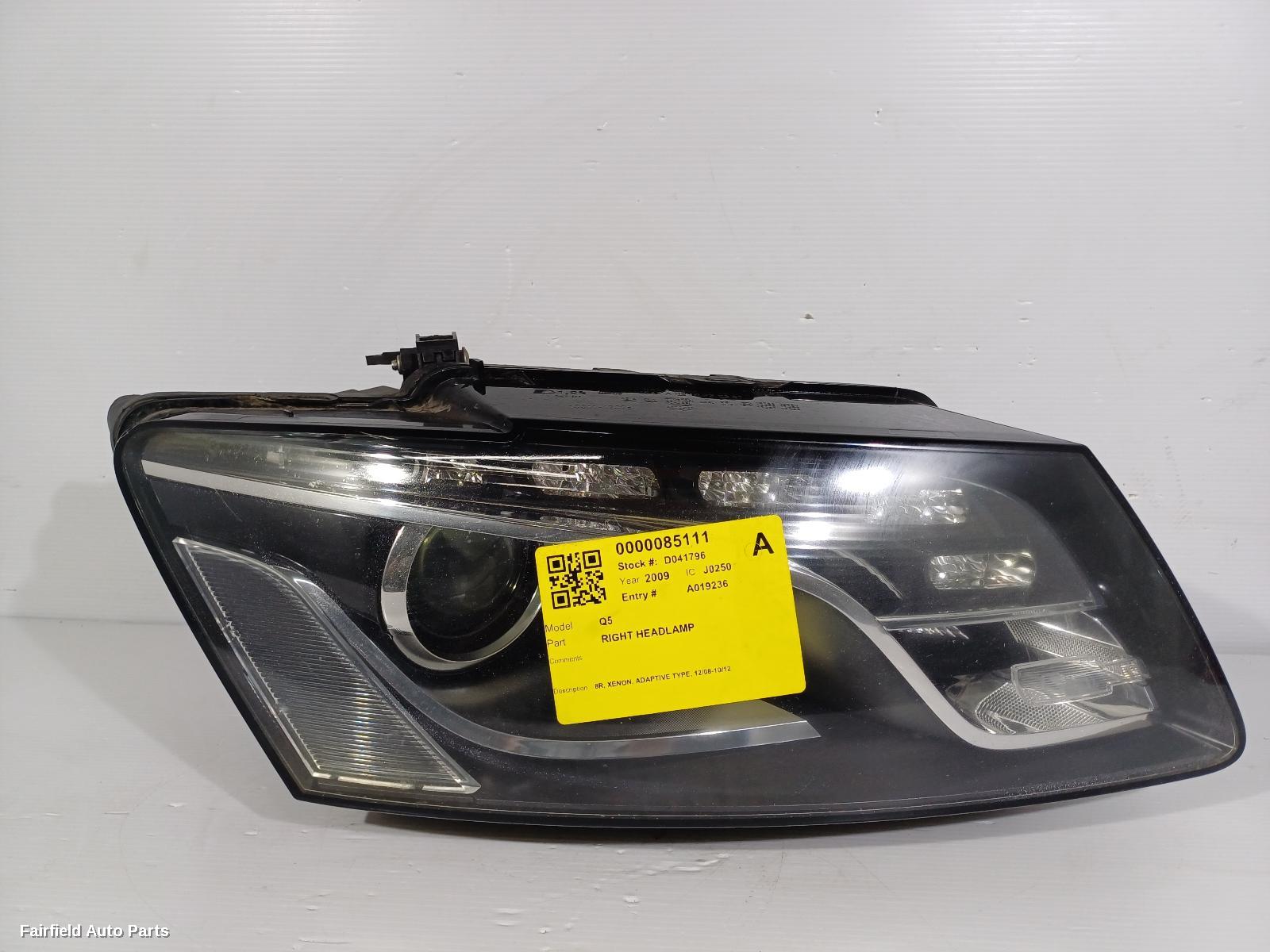 2008-2012 Audi Q5 Right Headlamp