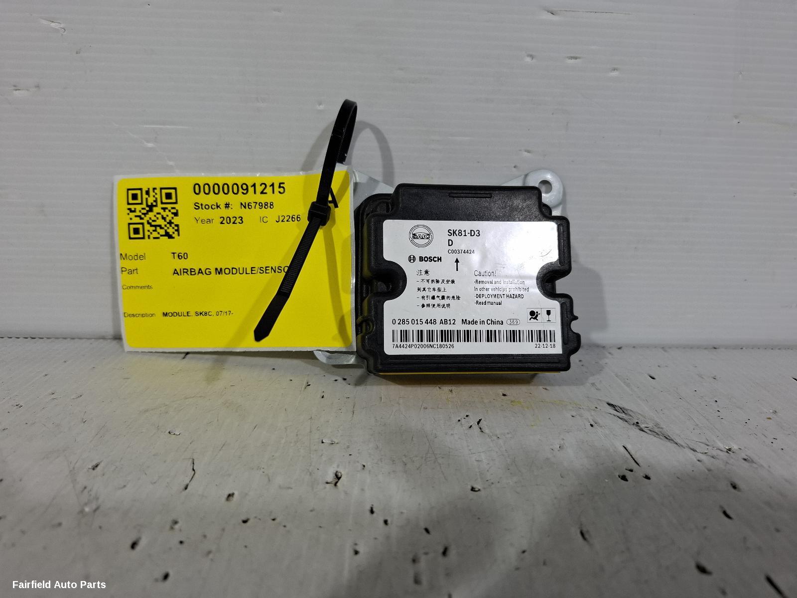 2021-2025 Ldv T60 Airbag Module Sensor