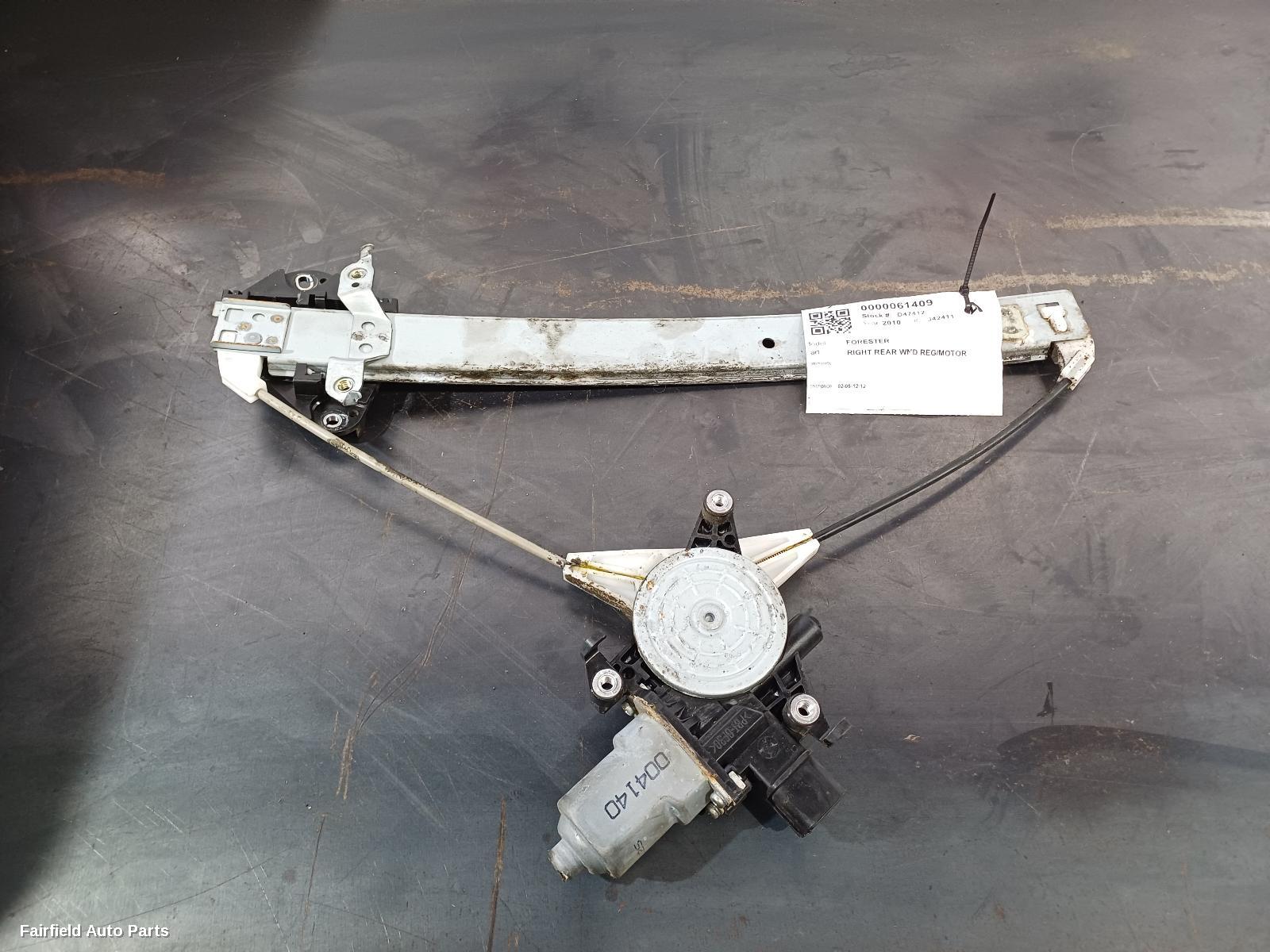 2008-2012 Subaru Forester Right Rear Wnd Reg Motor
