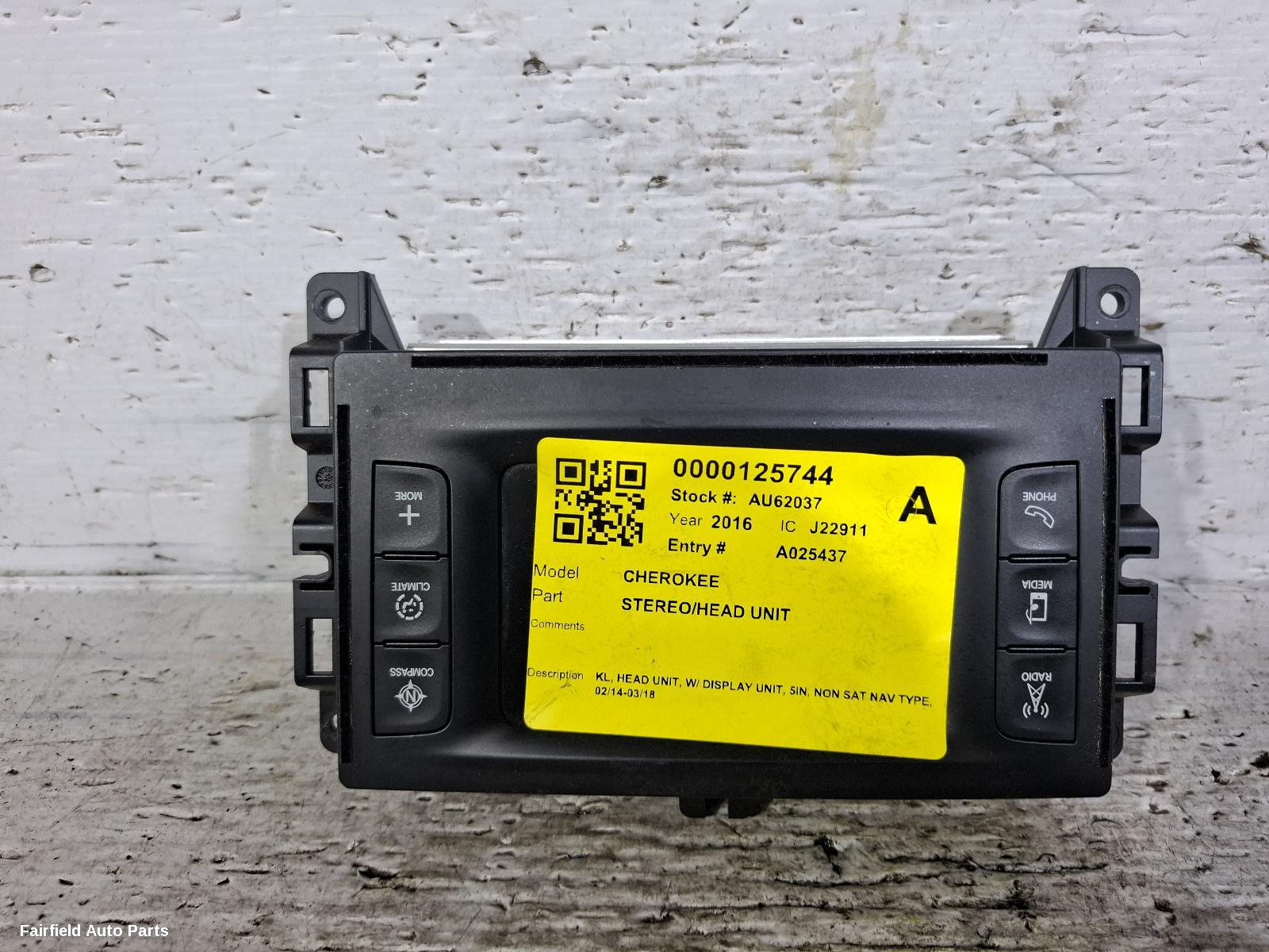 2014-2018 Jeep Cherokee Radio Cd Dvd Sat Tv