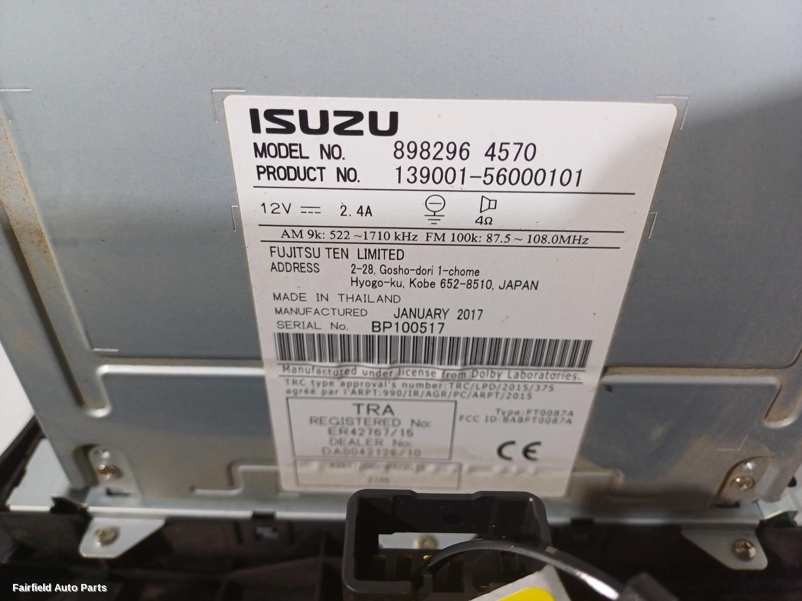 2016-2020 Isuzu Dmax Radio Cd Dvd Sat Tv