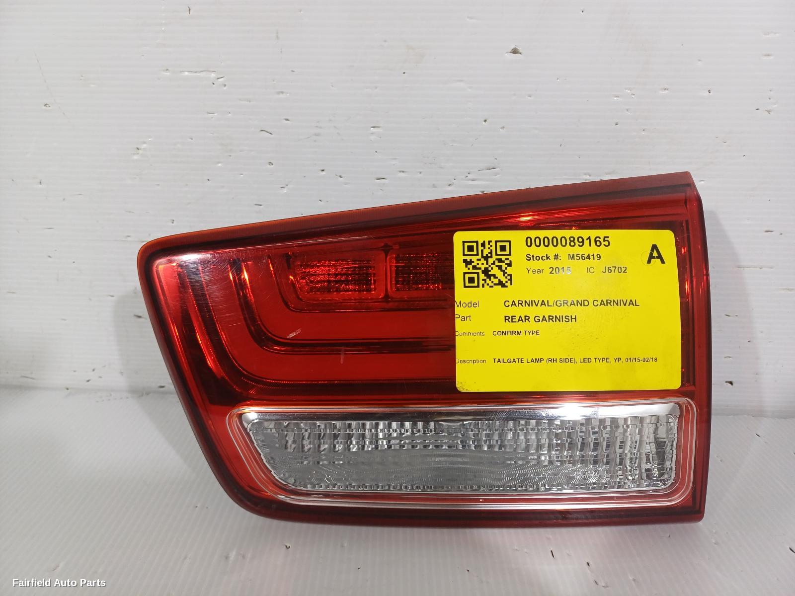 2015-2018 Kia Carnival/grand Carnival Rear Garnish