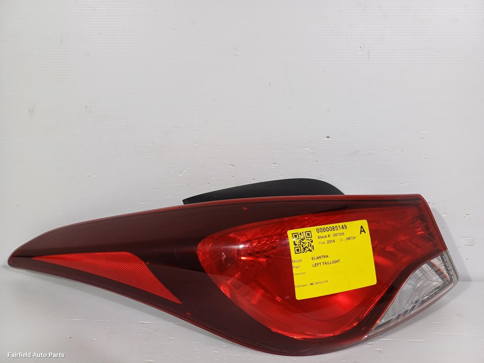 2013-2015 Hyundai Elantra Left Taillight
