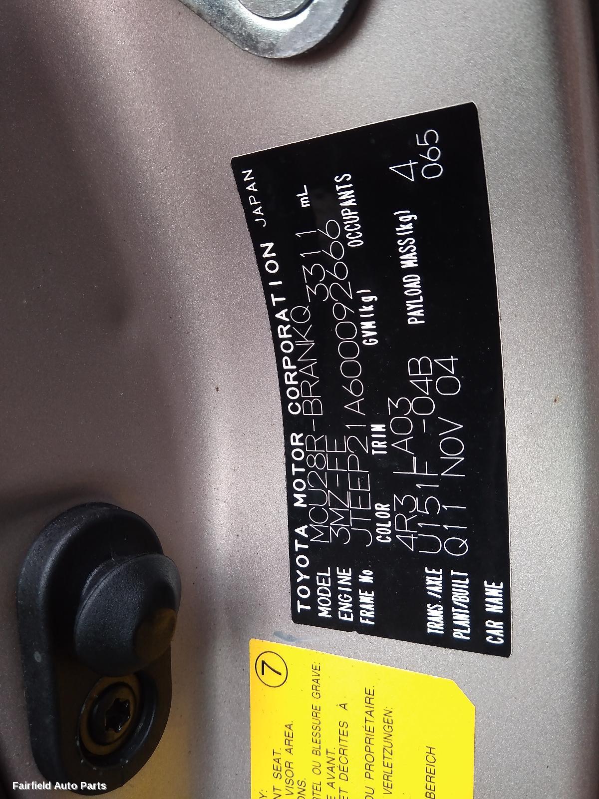 2001-2007 Toyota Kluger Right Indicator Fog Side