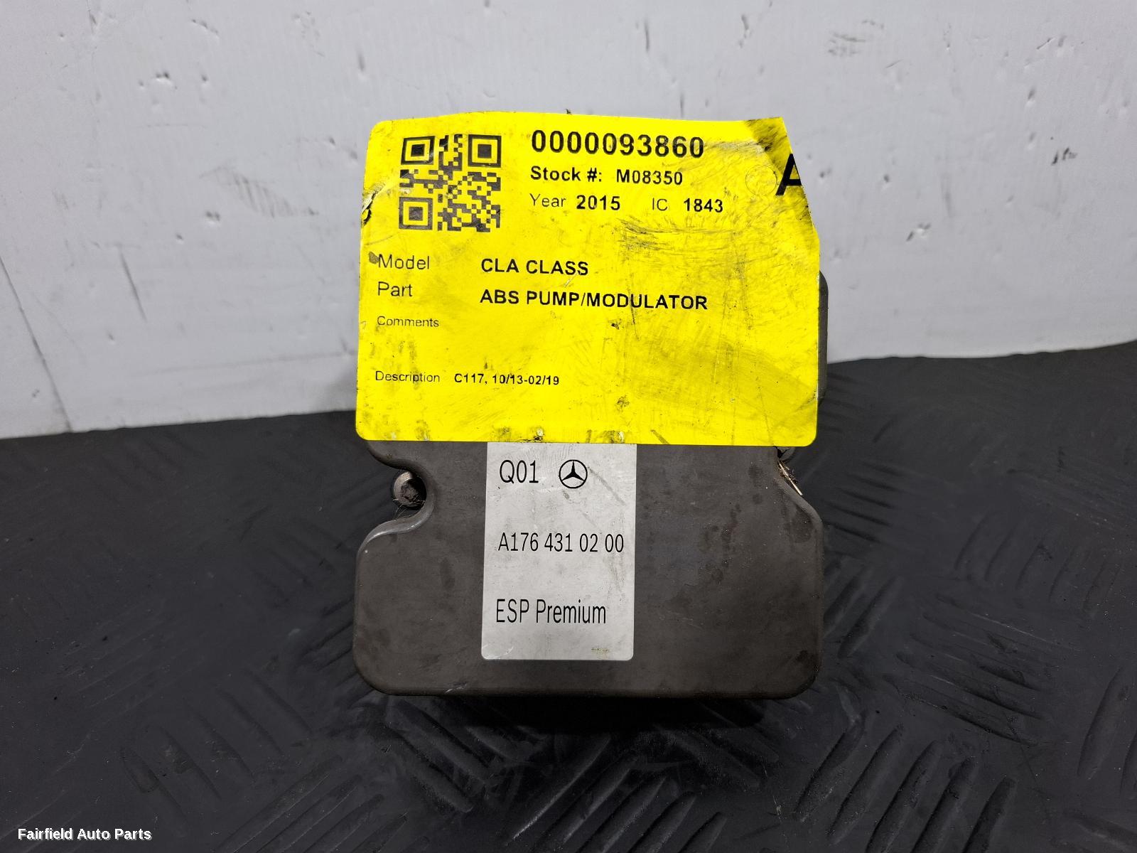 2013-2019 Mercedes Cla Class Abs Pump Modulator