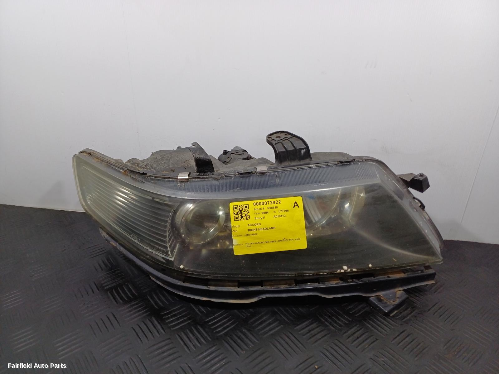 2003-2005 Honda Accord Right Headlamp