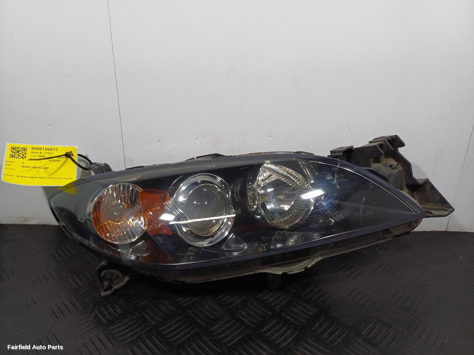 2003-2009 Mazda 3 Right Headlamp