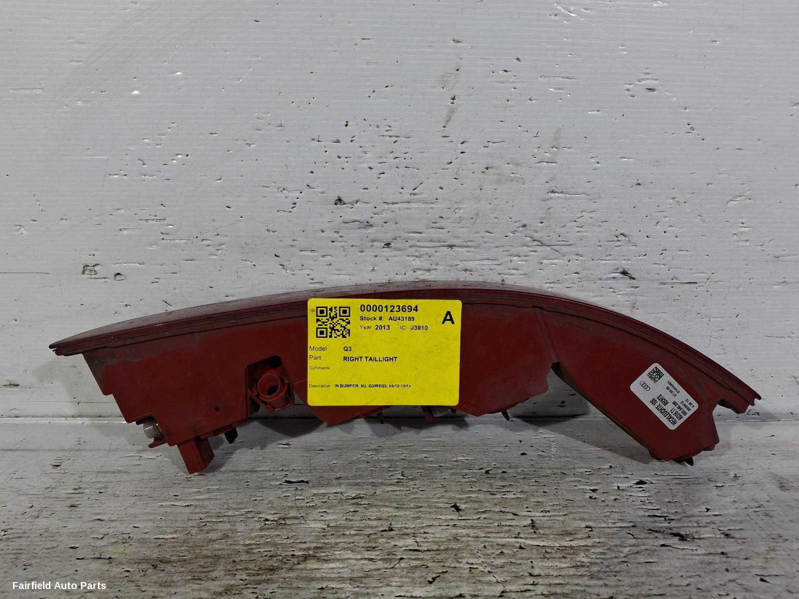 2012-2014 Audi Q3 Right Taillight