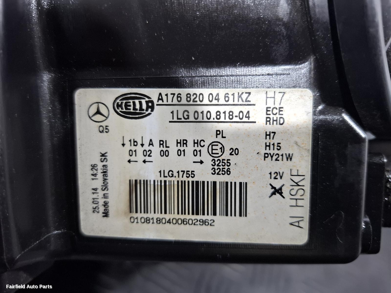2012-2018 Mercedes A Class Right Headlamp