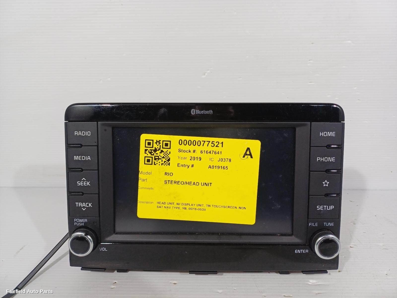 2018-2020 Kia Rio Radio Cd Dvd Sat Tv